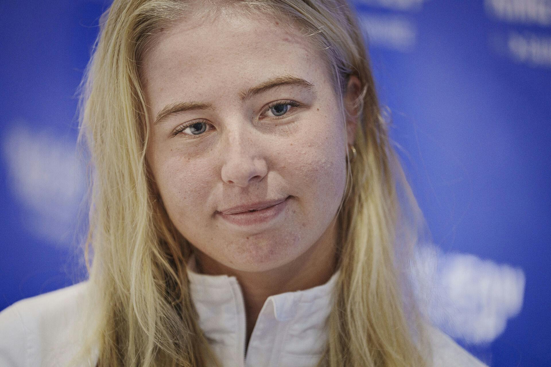 Clara Tauson during press conference with the Danish and Mexican players before the Billie Jean Cup at Farum Arena on Thursday, November 14, 2024. (Photo: Liselotte Sabroe/Ritzau Scanpix)