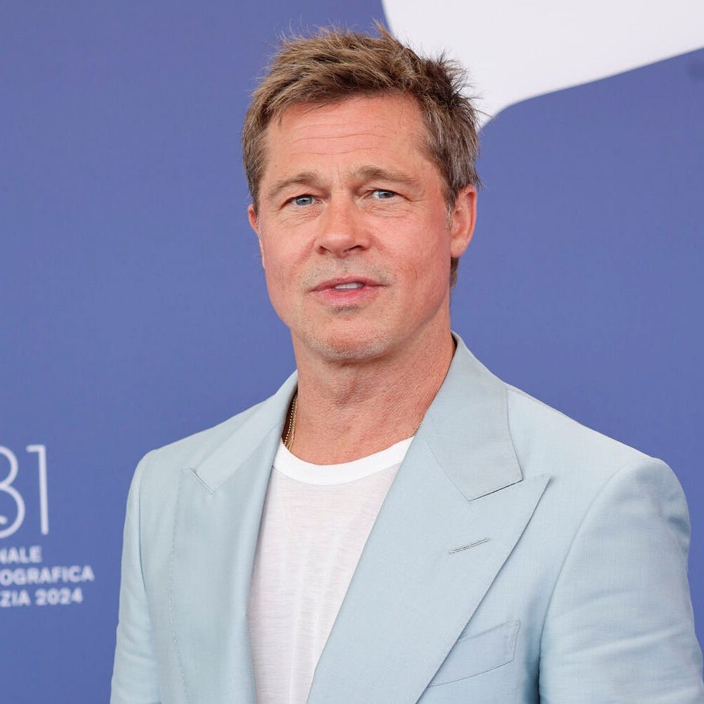 Brad Pitt poses at the photocall of 'Wolfs' during the 81st Venice International Film Festival at Palazzo del Casino on the Lido in Venice, Italy, on 01 September 2024. Photo by: Hubert Boesl/picture-alliance/dpa/AP Images