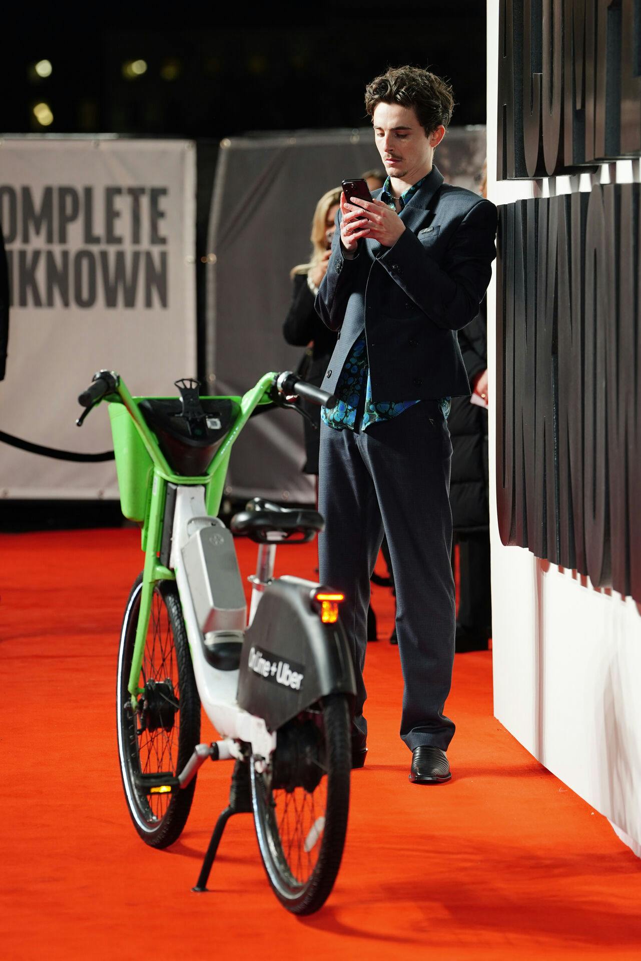 File photo dated 14/01/25 of Timothee Chalamet attending the UK premiere of Complete Unknown at BFI Southbank, London, with a Lime e-bike. Actor Chalamet has said he received a £65 fine for not parking the to-hire electric bike properly after he cycled it down the red carpet of the event at BFI Southbank in London on Tuesday. Issue date: Thursday January 16, 2025.