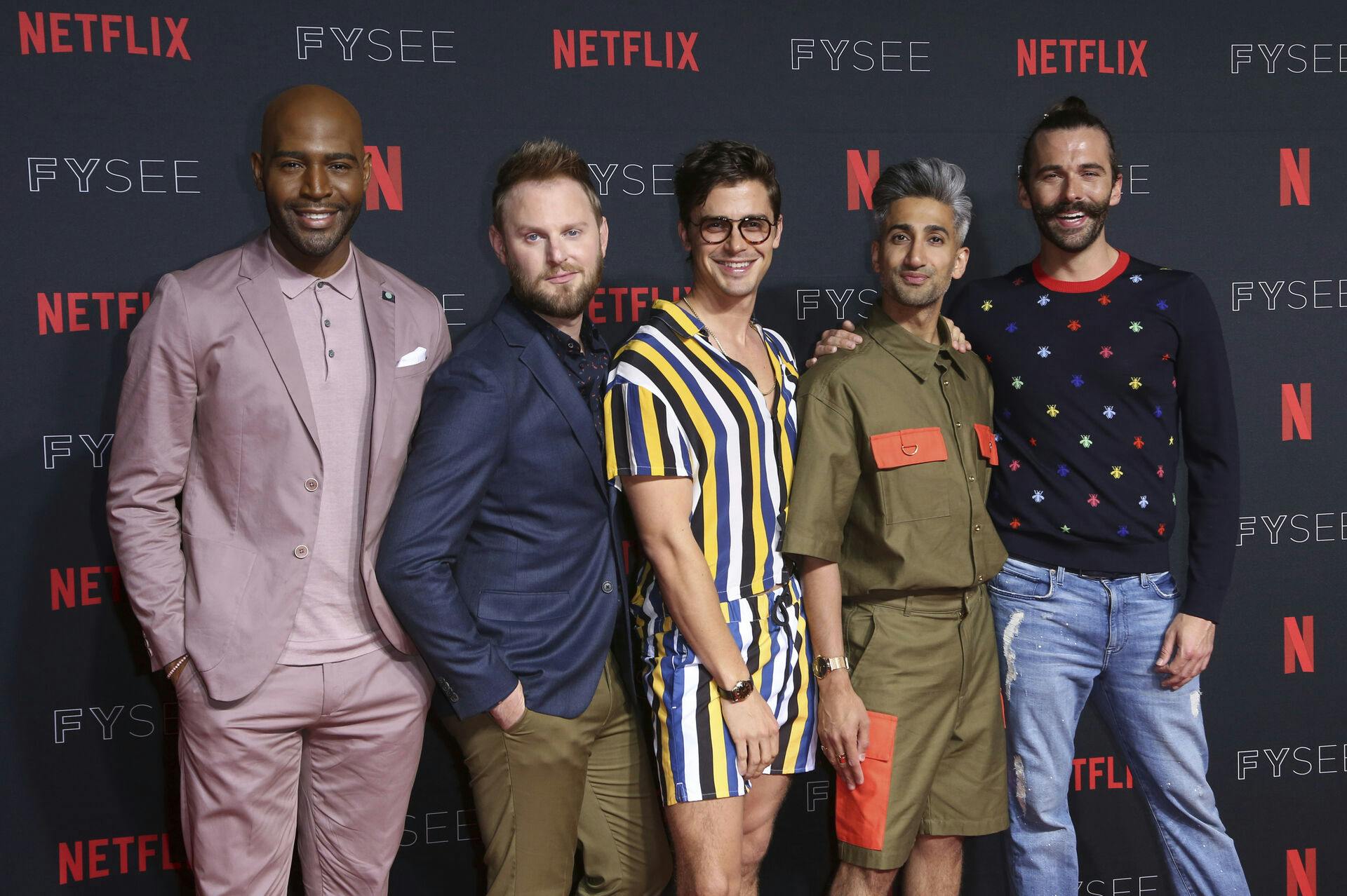 "Queer Eye"-stjernerne Karamo Brown, Bobby Berk, Antoni Porowski, Tan France og Jonathan Van Ness.