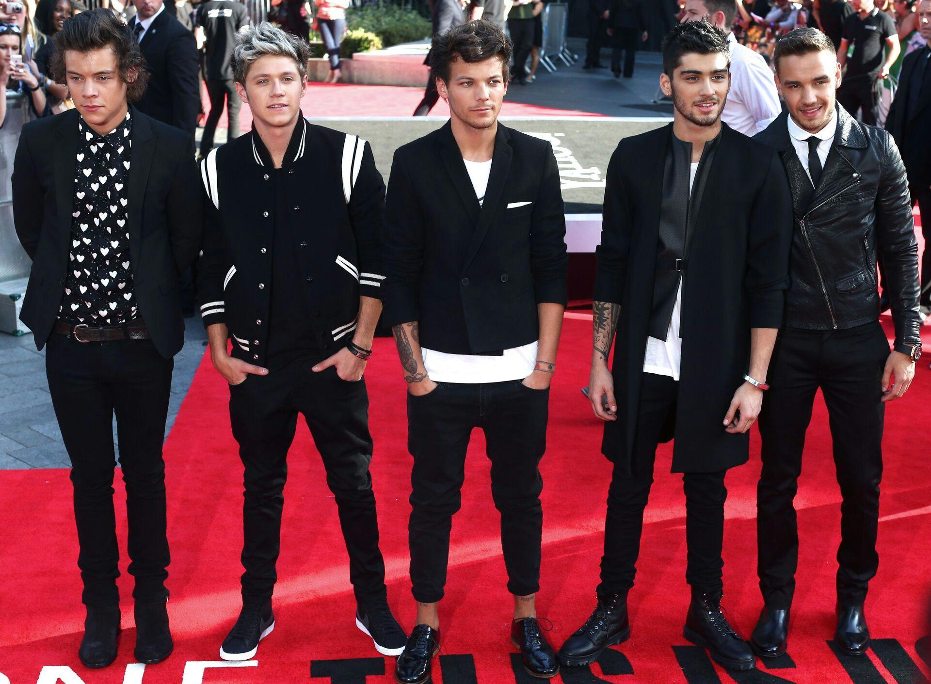 (Fra venstre mod højre) Harry Styles, Niall Horan, Louis Tomlinson, Zayn Malik og Liam Payne.