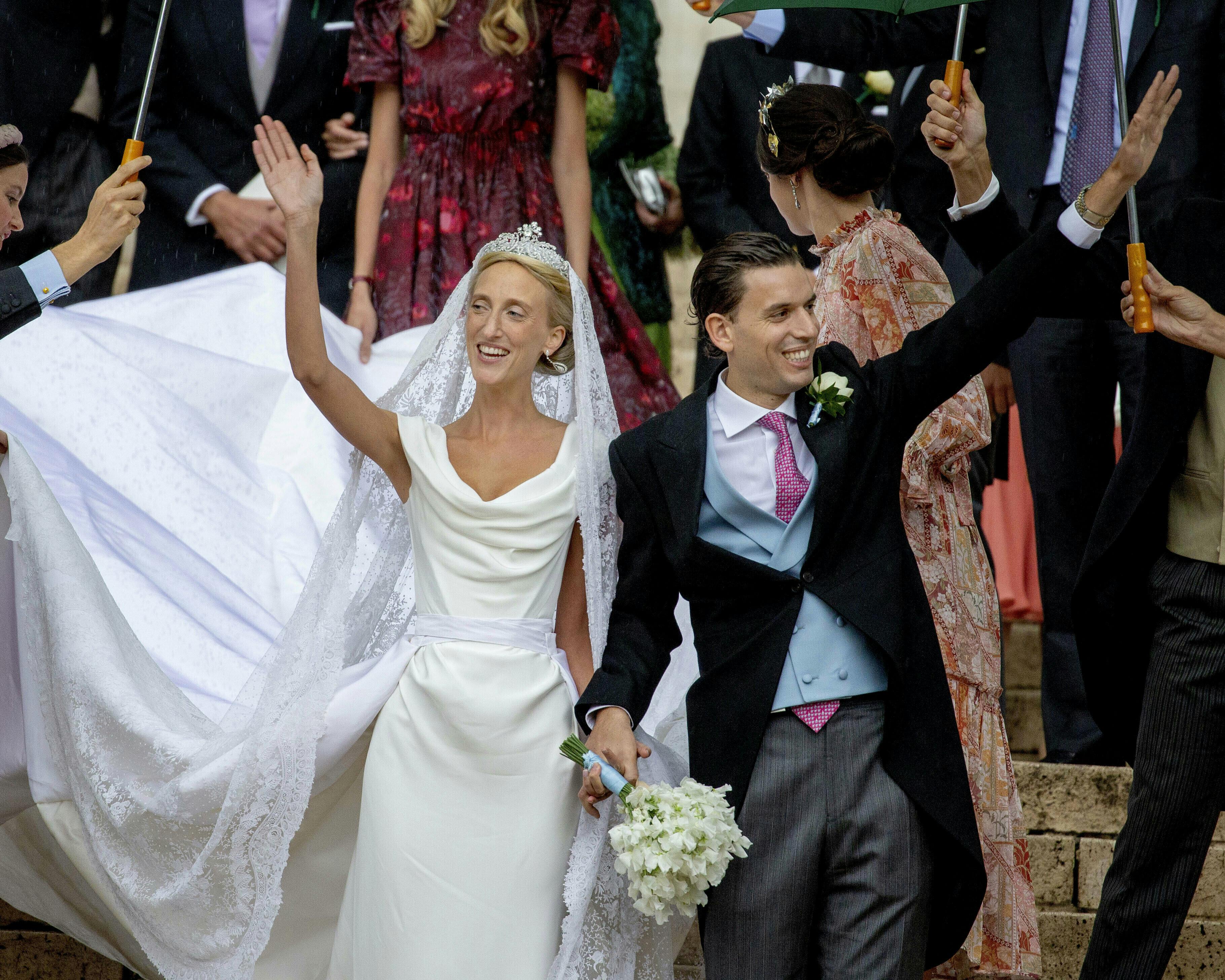 Princess Maria Laura of Belgium and William Isvy leave at the Sint-Michiels-en-Sint-Goedelekathedraal in Brussel, on September 10, 2022, after their wedding Photo by: Albert Nieboer/picture-alliance/dpa/AP Images