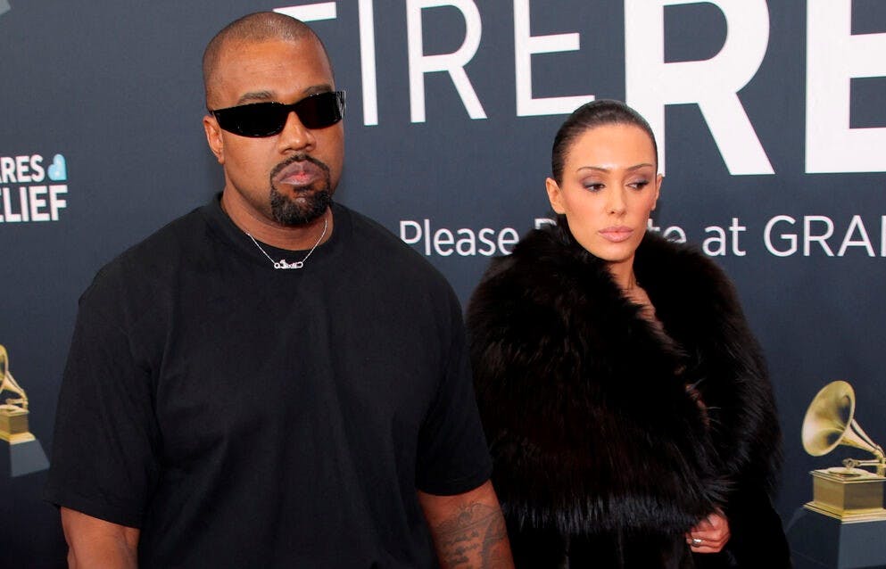 Kanye West and Bianca Censori pose at the red carpet during the 67th Annual Grammy Awards in Los Angeles, California, U.S., February 2, 2025. REUTERS/Daniel Cole