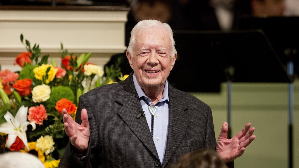 Den tidligere amerikanske præsident Jimmy Carter var med til at holde søndagsskole i Maranatha Baptist Church i sin hjemby, Plains. (Arkivfoto).