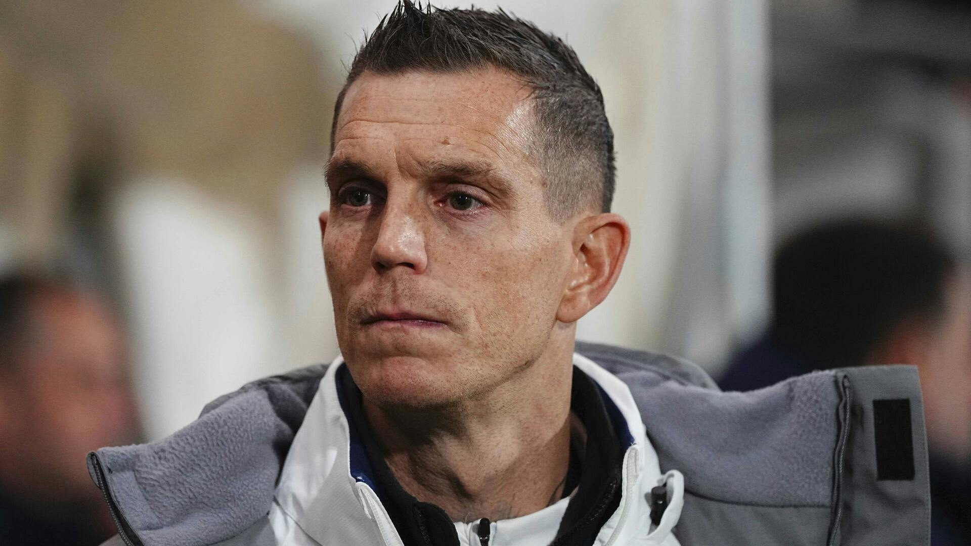 November 18 2024: Daniel Agger of Denmark looks on during a UEFA Nations League game, Serbia vs Denmark , at Dubocica Stadium, Leskovac, Serbiia. Ulrik Pedersen/CSM (Credit Image: © Ulrik Pedersen/Cal Sport Media) (Cal Sport Media via AP Images)