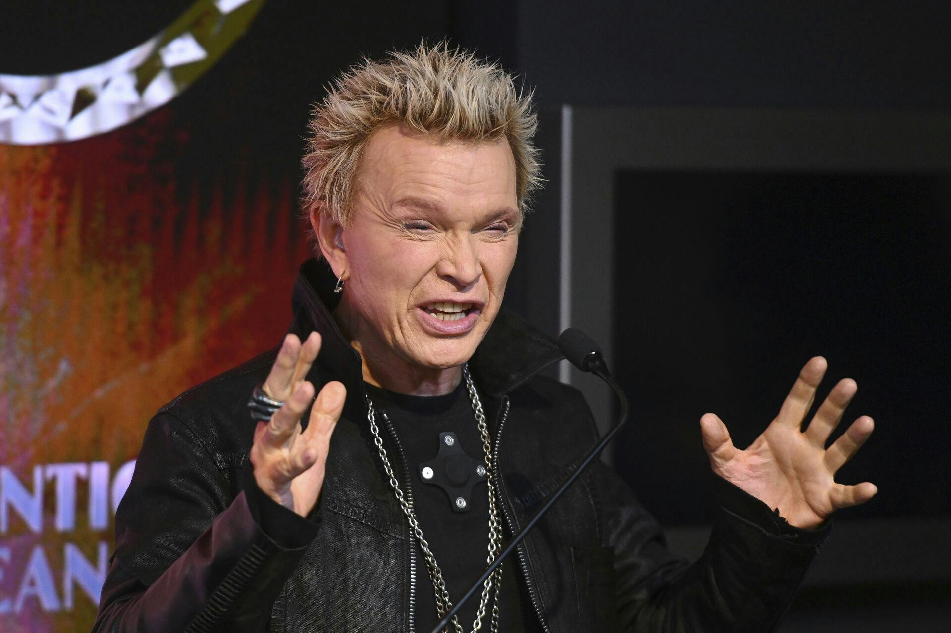 Photo by: NDZ/STAR MAX/IPx 2024 4/30/24 Billy Idol celebrates the 40th Anniversary of 'Rebel Yell' at the Empire State Building on April 30, 2024 in New York City.