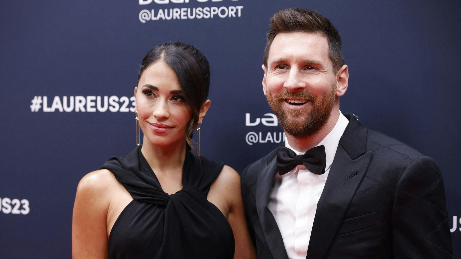 Lionel Messi og konen Antonela Roccuzzo til Laureus World Sports Awards i 2023. 