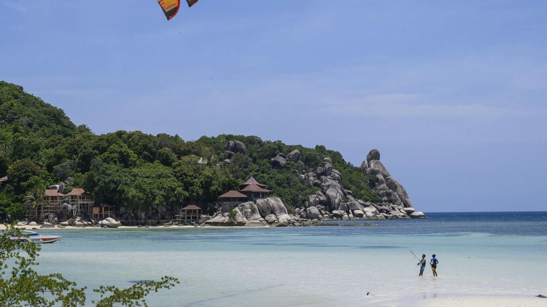 In this photo taken on August 18, 2020 a kitesurfer is seen in Chalok Baan Kao Bay in Koh Tao island in the Gulf of Thailand Romeo GACAD / AFP
