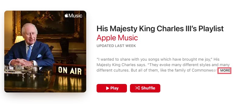 Kong Charles har delt sin spilleliste på Apple Music.