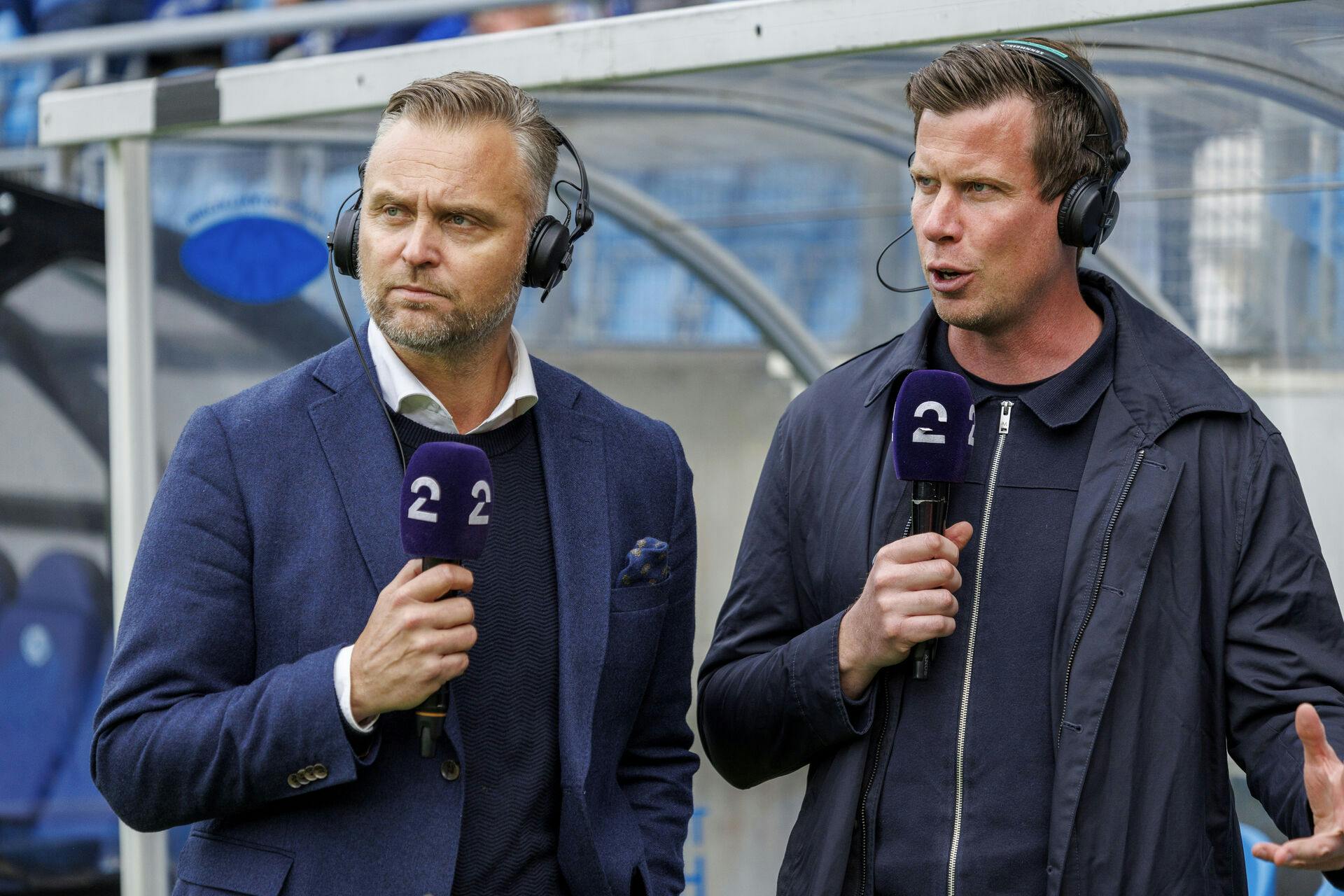 Den norske fodboldkommentator Jon Hartvig Børrestad (tv.) er ramt af narkorygter.