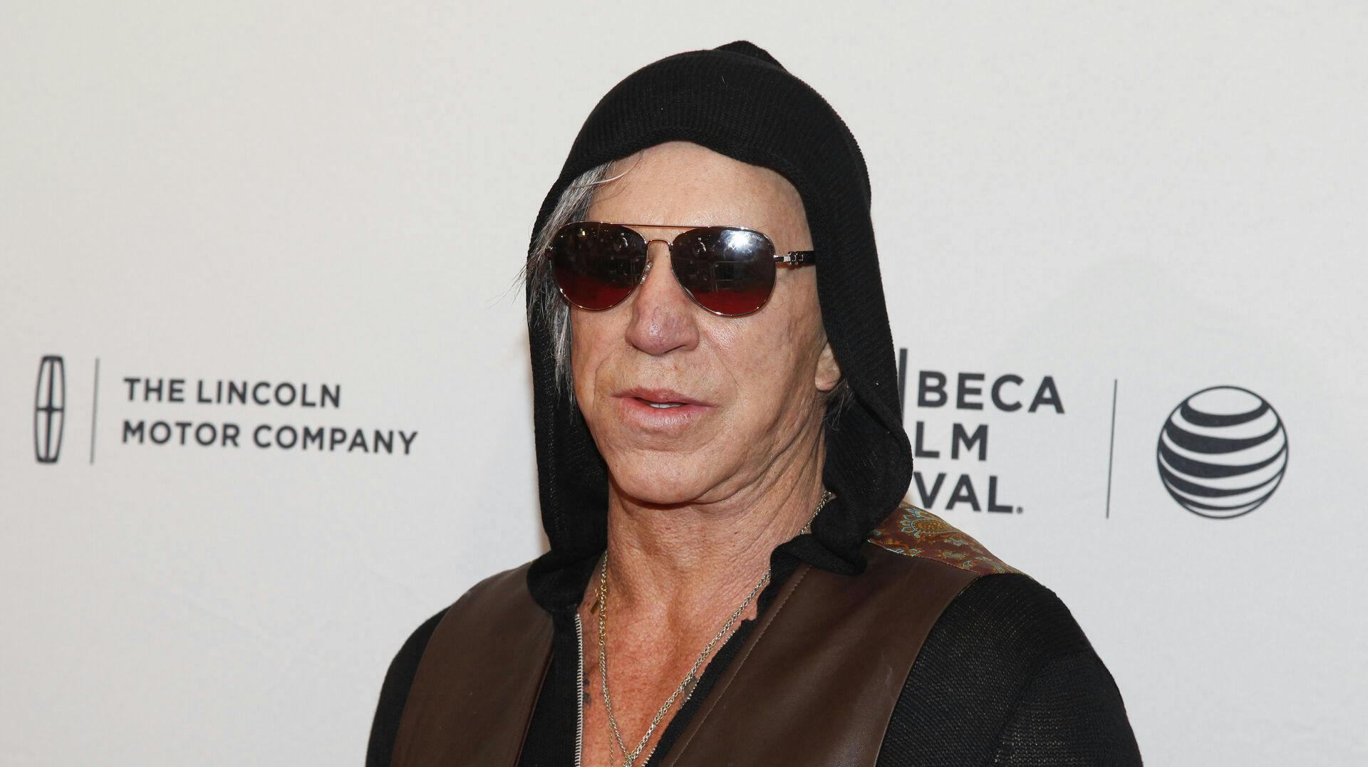 Mickey Rourke attends the Tribeca Film Festival world premiere of "Ashby" at the SVA Theatre on Sunday, April 19, 2015, in New York. (Photo by Andy Kropa/Invision/AP)
