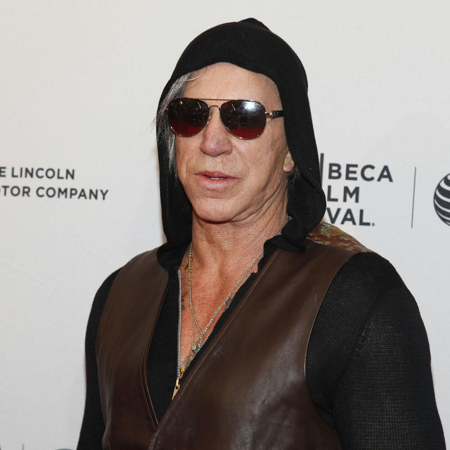 Mickey Rourke attends the Tribeca Film Festival world premiere of "Ashby" at the SVA Theatre on Sunday, April 19, 2015, in New York. (Photo by Andy Kropa/Invision/AP)