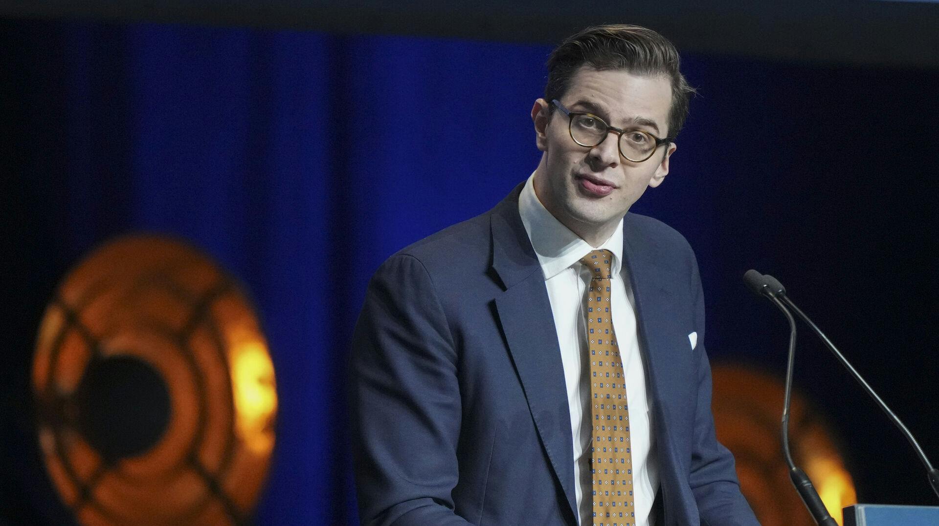 Partiformand Alex Vanopslagh da Liberal Alliance afholder landsmøde i DGI Huset i Vejle lørdag den 29. marts 2025.. (Foto: Claus Fisker/Ritzau Scanpix)