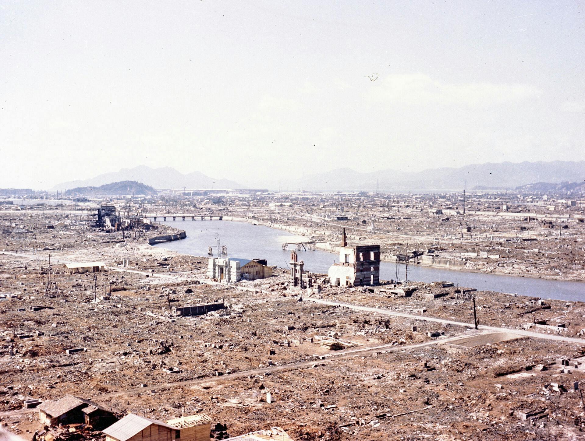 Ground zero i Hiroshima efter bomben