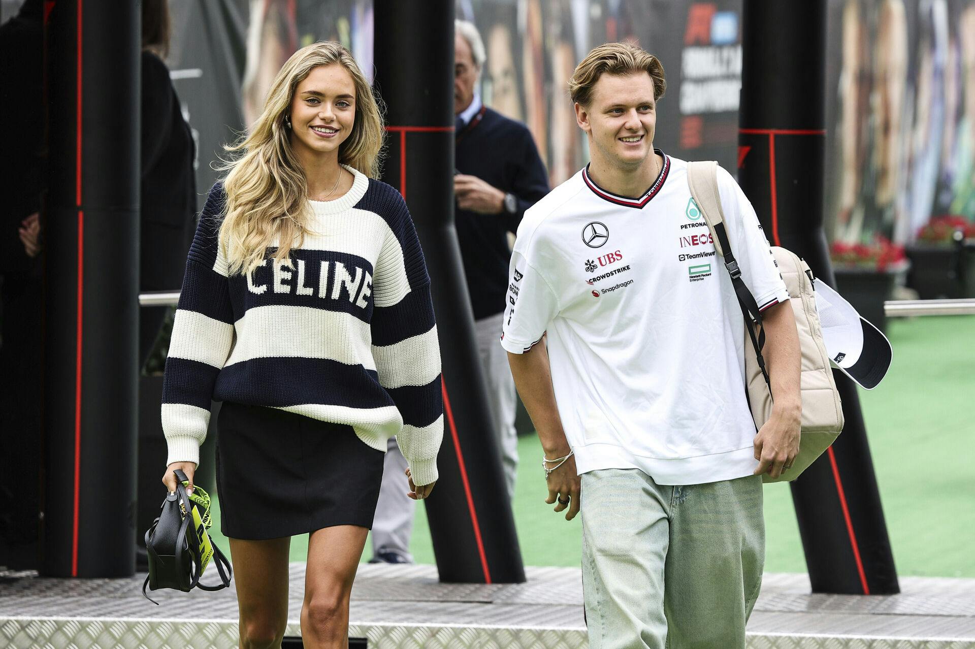 Mick Schumacher (DEU, Mercedes-AMG Petronas F1 Team) and his girlfriend Laila Hasanovic, F1 Grand Prix of Spain at Circuit de Barcelona-Catalunya on June 23, 2024 in Barcelona, Spain. (Photo by HOCH ZWEI) Photo by: HOCH ZWEI/picture-alliance/dpa/AP Images