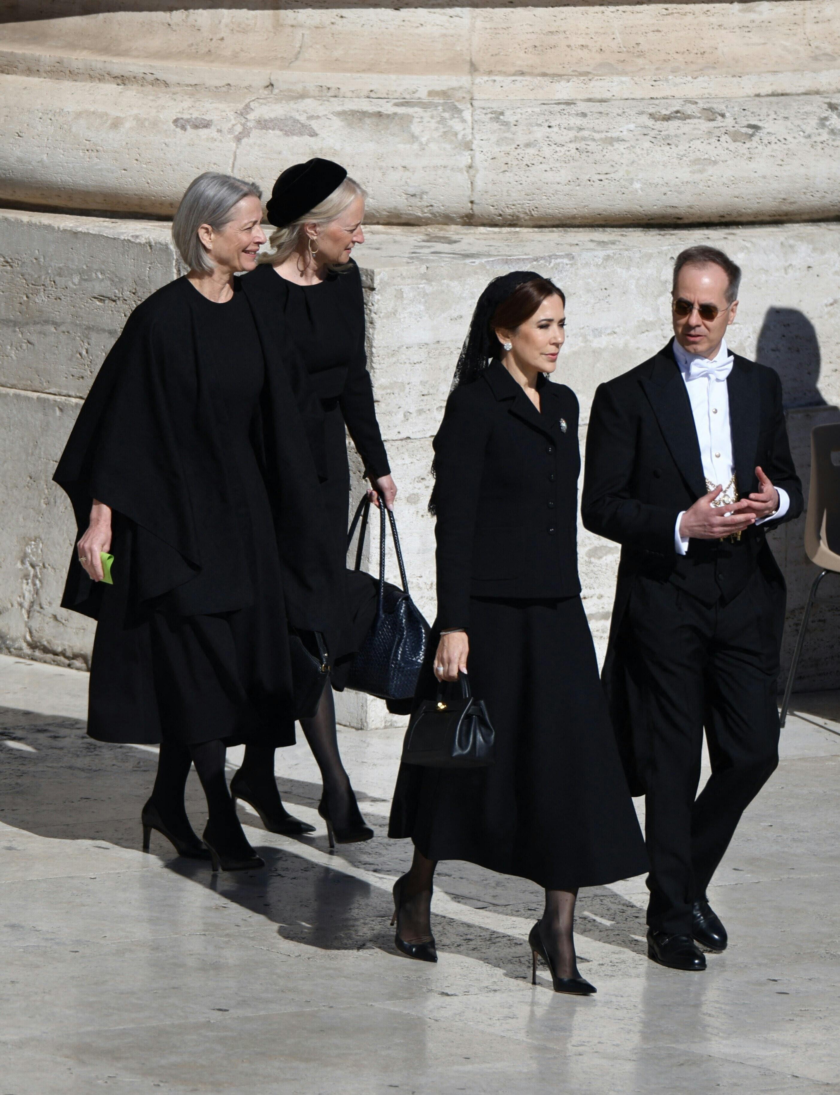 Queen Mary of Denmark attending Pope Francis' funeral ceremony at St Peter's Square in The Vatican, on April 26, 2025.