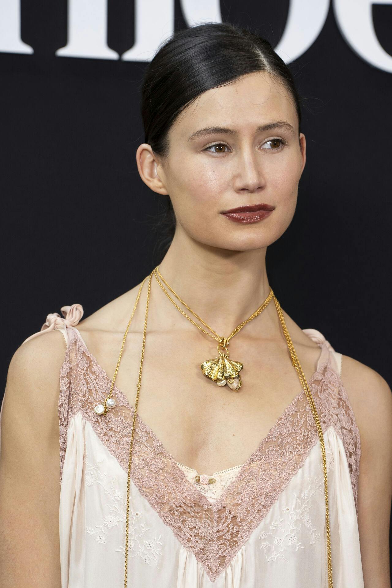 Delaney Marie Rowe poses before the Chloe Fall/Winter 2025-2026 Womenswear collection presented Thursday, March 6, 2025. in Paris. (Photo by Scott A Garfitt/Invision/AP)