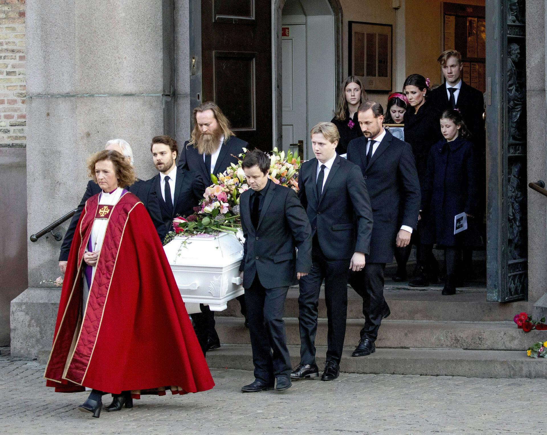 Norwegian royal family leaving the funeral of Ari Behn, the former husband of Princess Märtha Louise, at the Oslo Cathedral in Oslo, Norway on January 3, 2020. Prince Haakon and Princess Martha Louise of Norway Maud and Leah and Emma (Photo by PPE/Nieboer/Sipa USA)