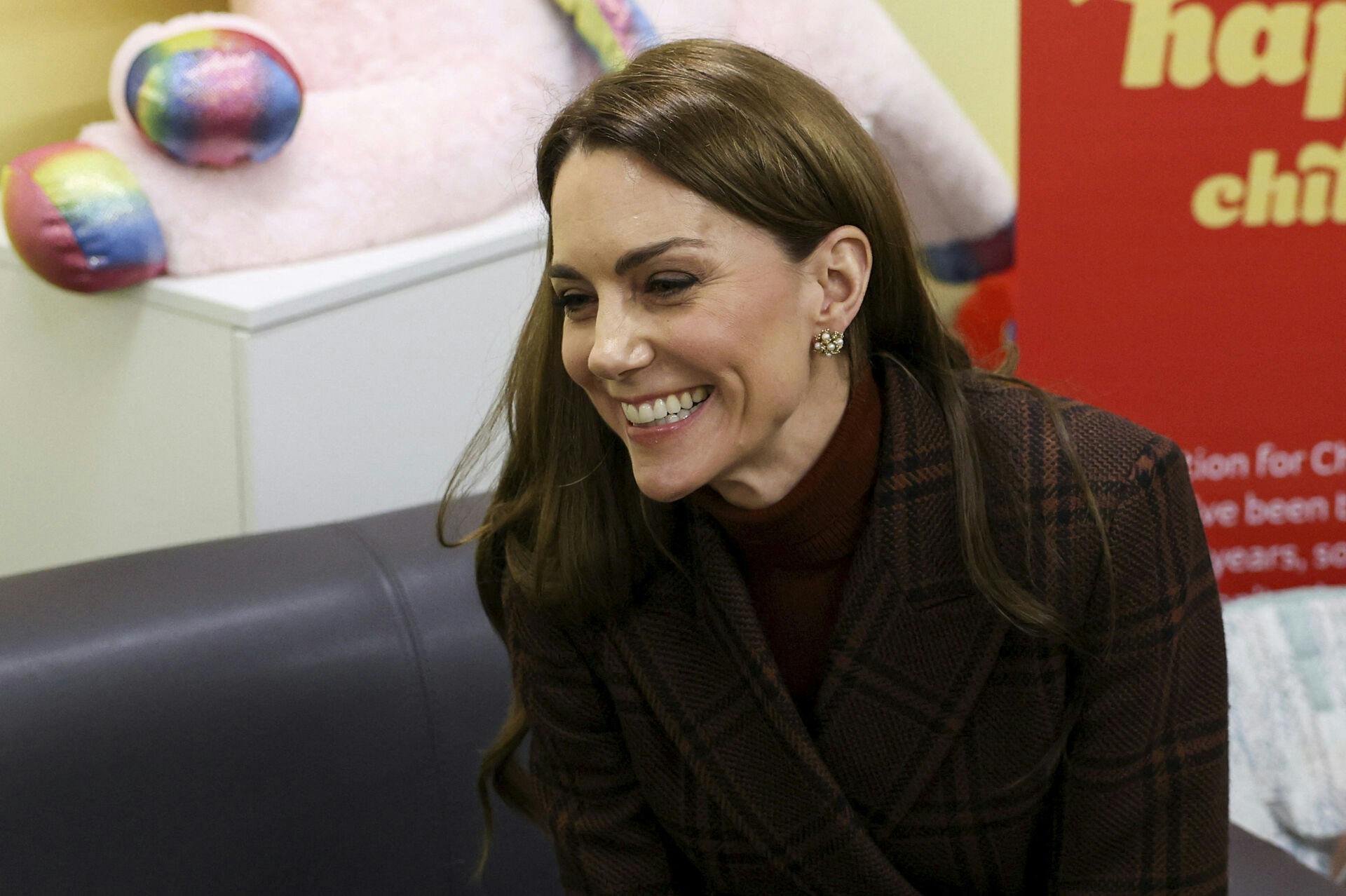Britain's Kate, Princess of Wales, visits a mother and baby unit at HMP Styal, a prison and young offender institution, near Wilmslow, England, Tuesday, Feb. 11, 2025. (Phil Noble/Pool Photo via AP)