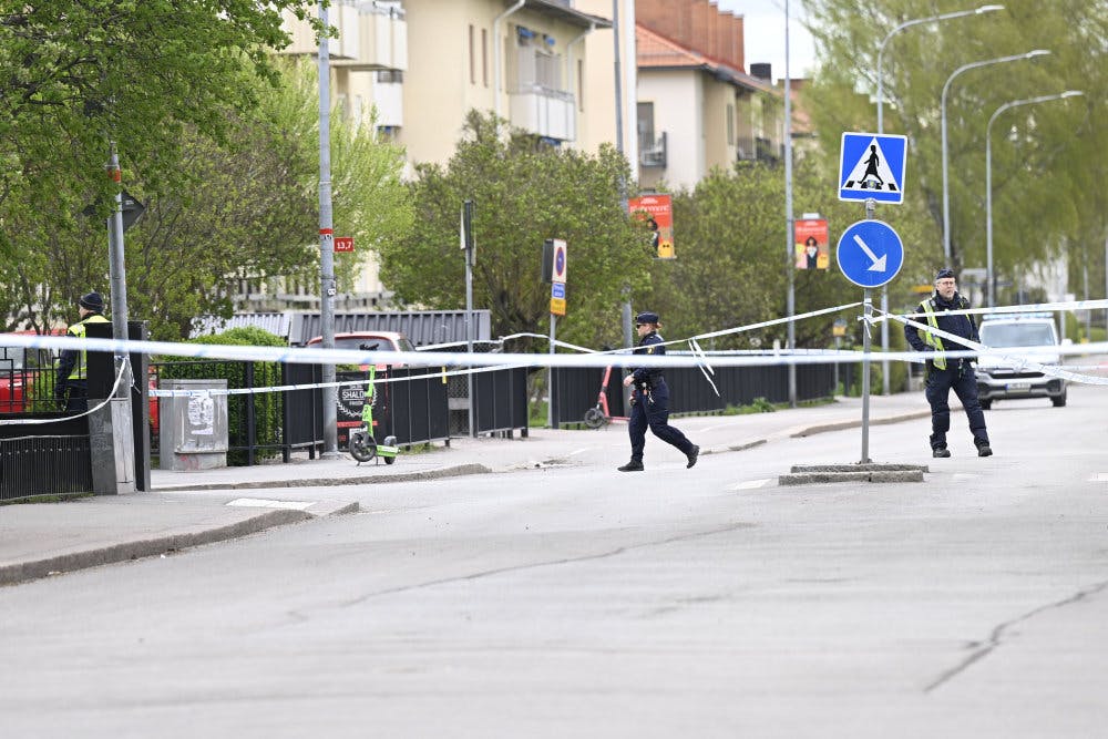 Et større område blev tirsdag spærret af i Uppsala i Sverige efter et skyderi i den centrale del af byen, hvor tre personer blev dræbt. (Arkivfoto). - Foto: 10080 Fredrik Sandberg /TT/Ritzau Scanpix&nbsp;