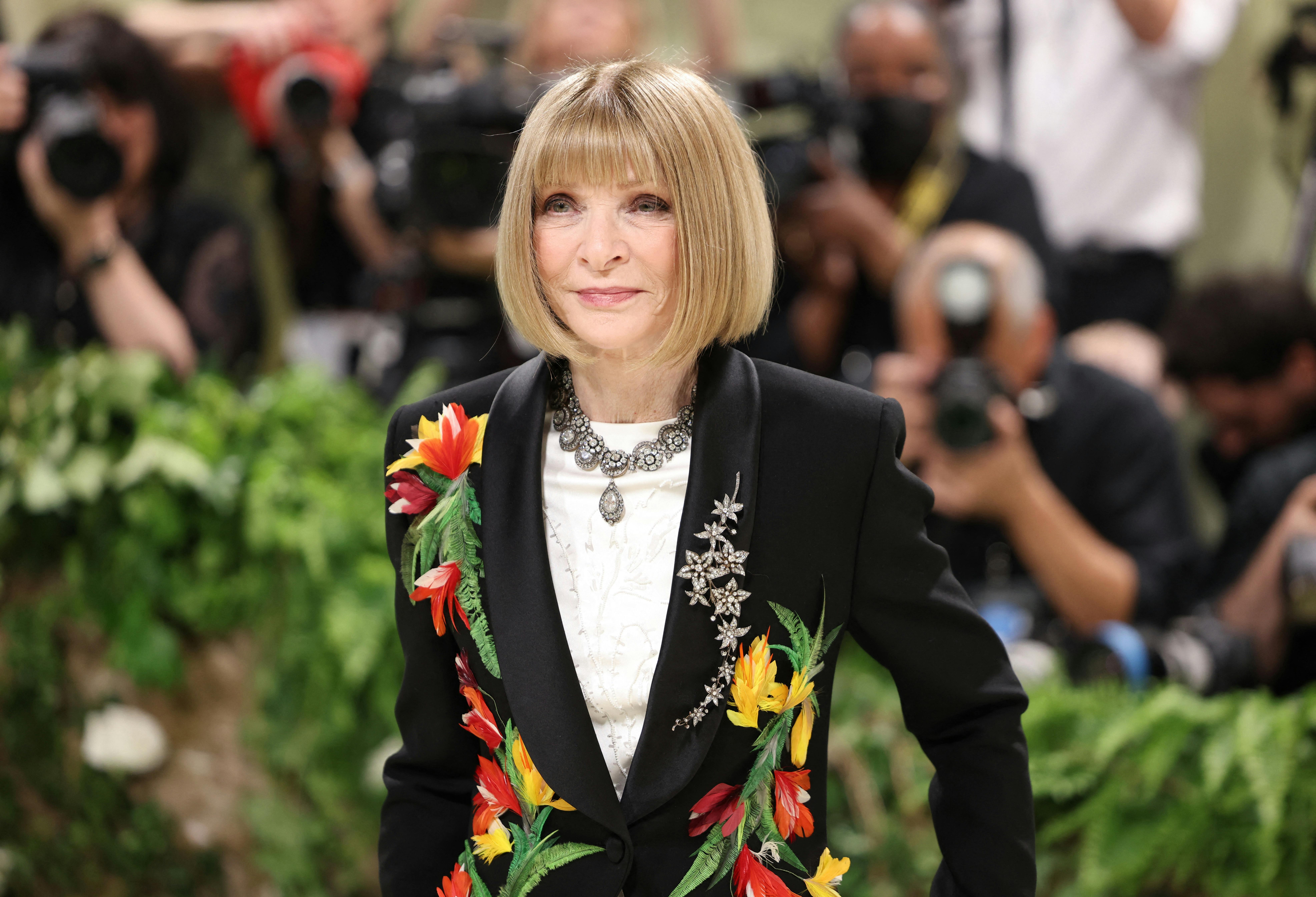 Anna Wintour poses at the Met Gala, an annual fundraising gala held for the benefit of the Metropolitan Museum of Art's Costume Institute with this year's theme 'Sleeping Beauties: Reawakening Fashion' in New York City, New York, U.S., May 6, 2024. REUTERS/Andrew Kelly