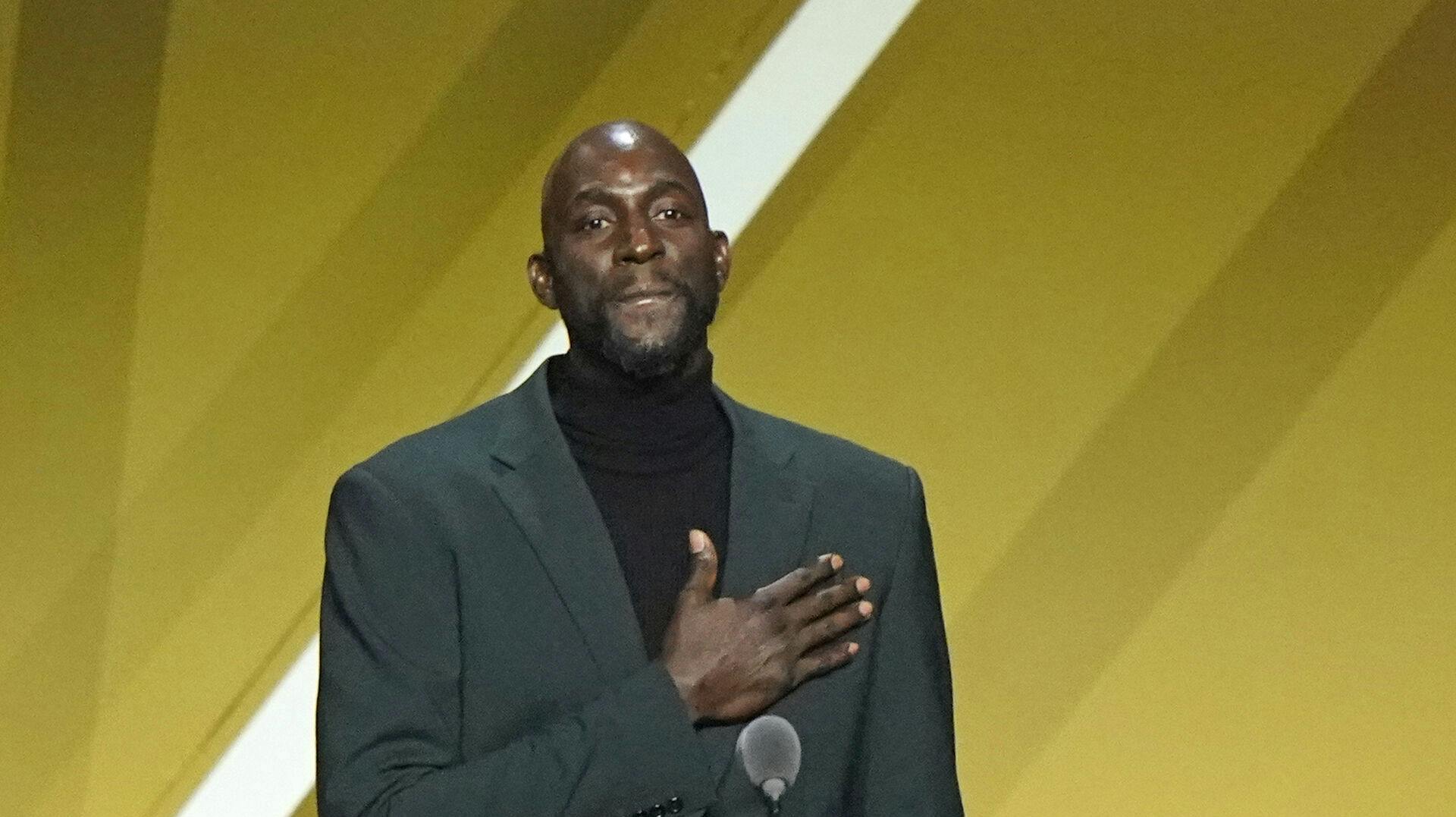 Kevin Garnett, da han blev indlemmet i Hall of Fame i 2021. 