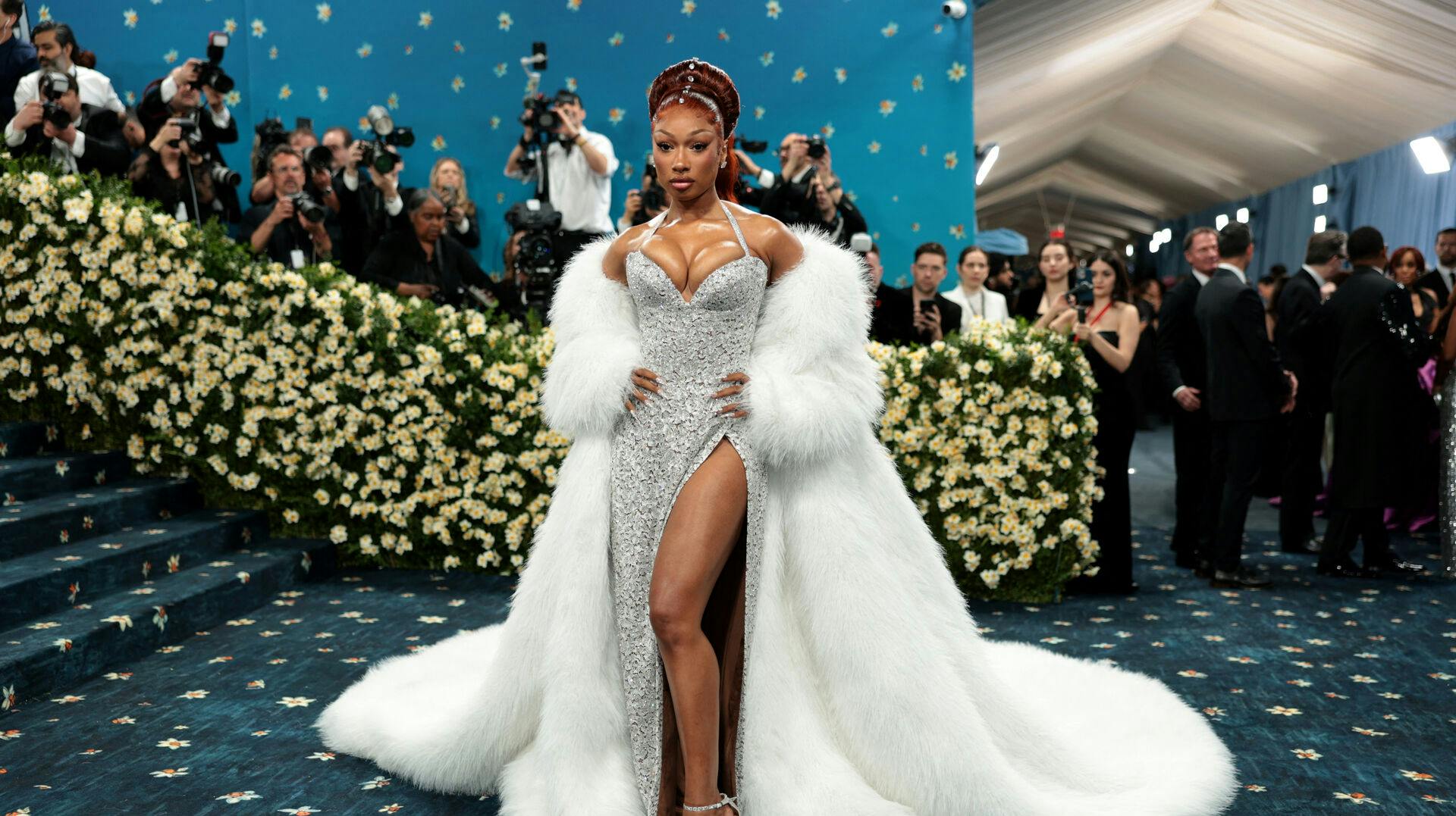 Megan Thee Stallion poses during the Met Gala,