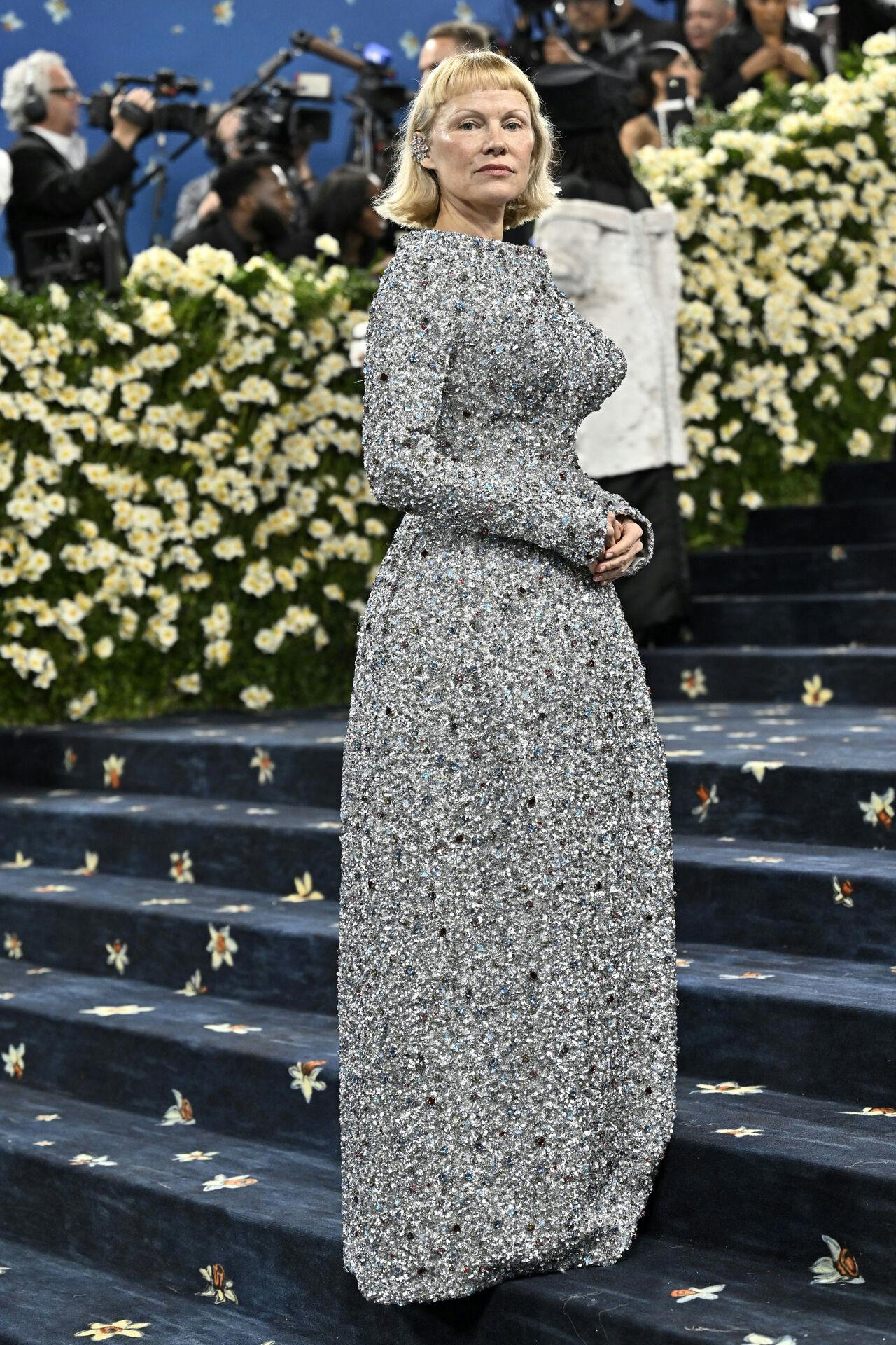 Pamela Anderson attends The Metropolitan Museum of Art's Costume Institute benefit gala celebrating the opening of the "Superfine: Tailoring Black Style" exhibition on Monday, May 5, 2025, in New York. (Photo by Evan Agostini/Invision/AP)