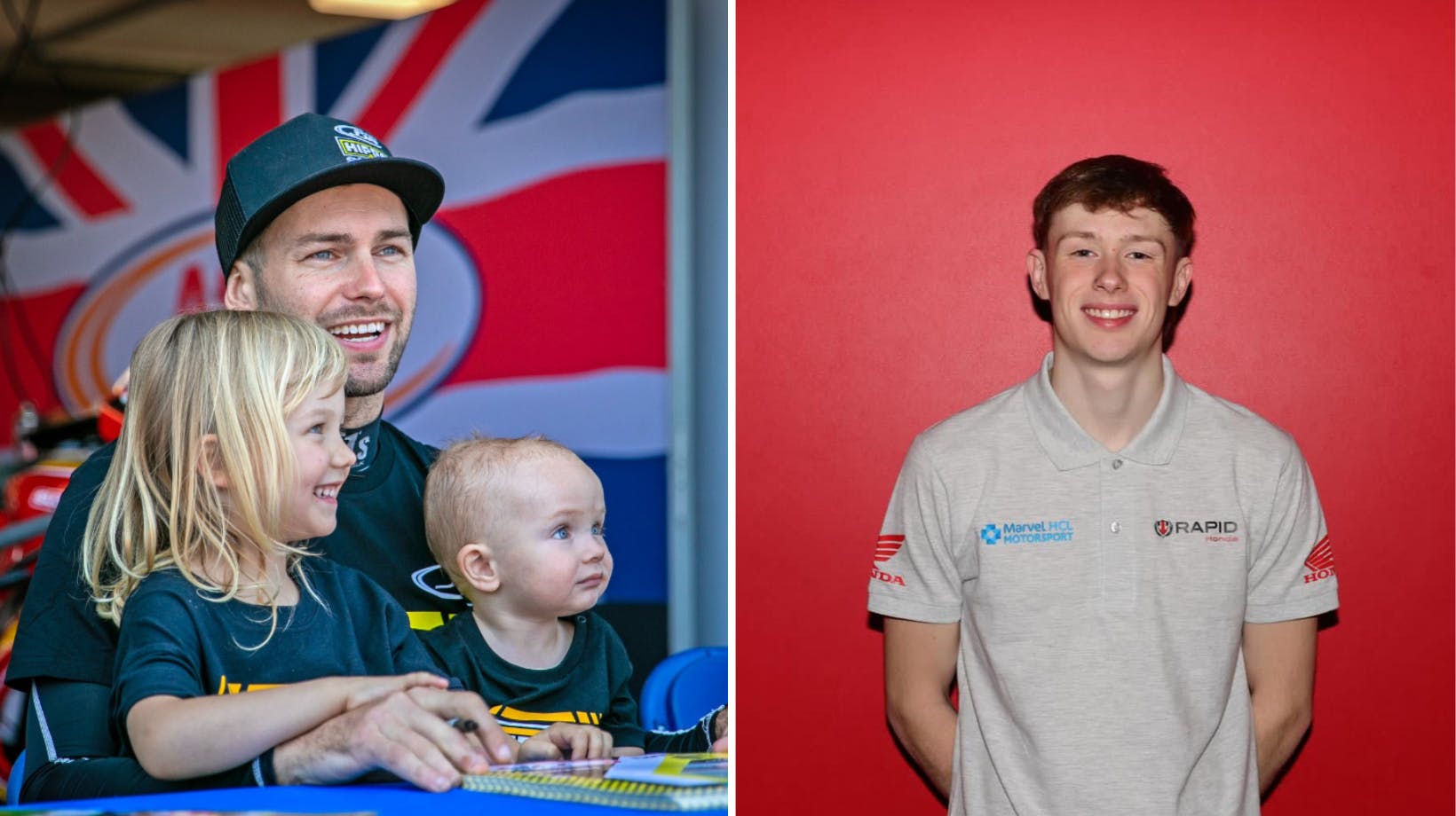 Shane Richarson til venstre med sine to døtre og Owen Jenner til højre. 