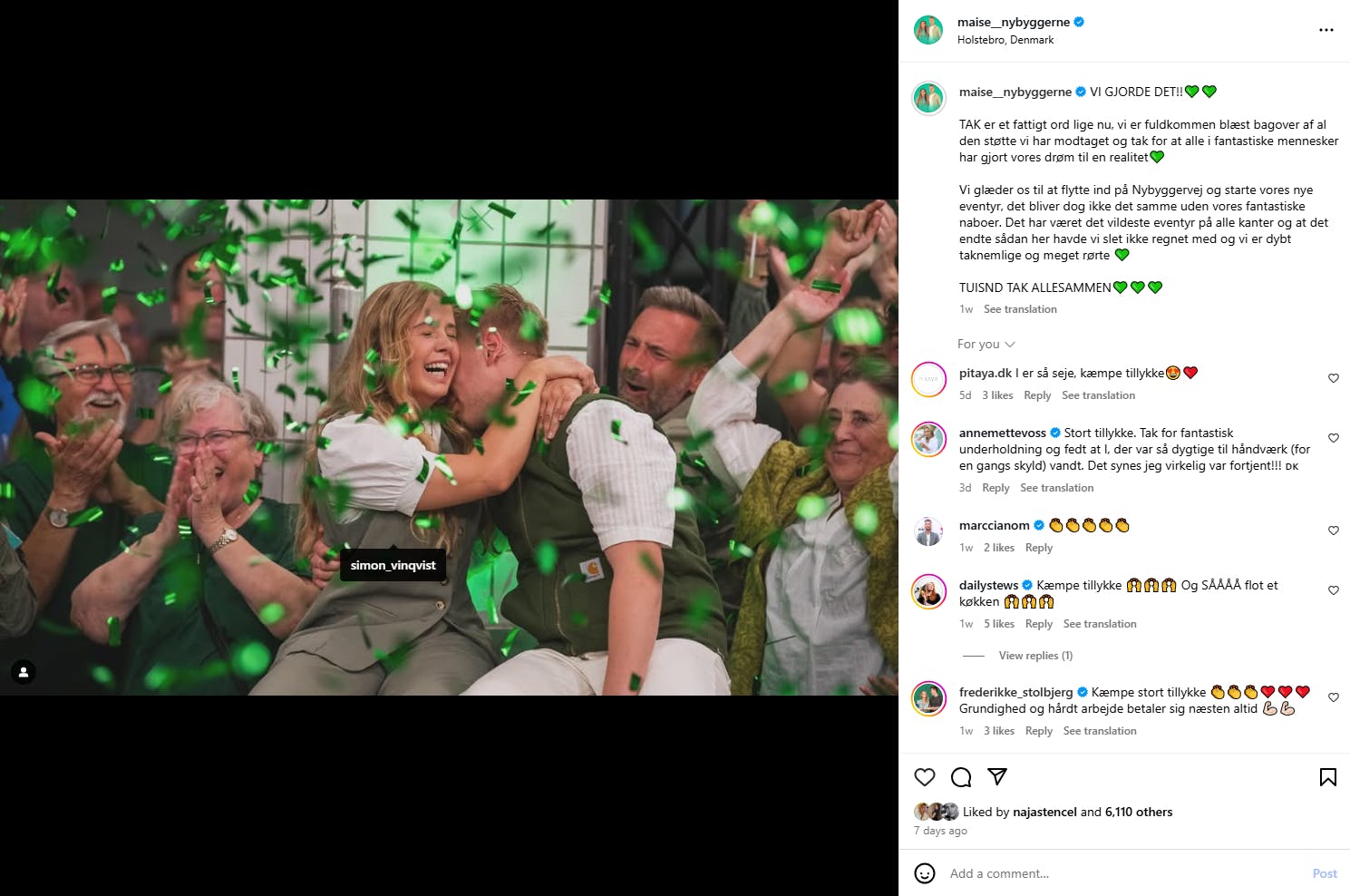 Og til sidst er alle udover Maisemarie slettet fra opslaget.