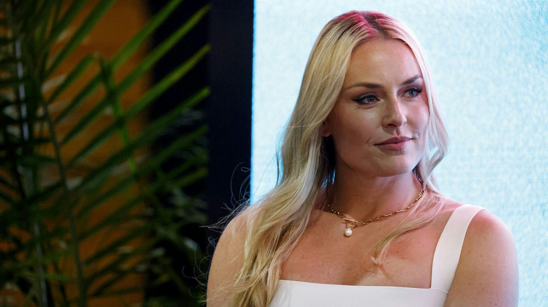 May 1, 2025; Miami Gardens, FL, USA; USA skier Lindsey Vonn ahead of the F1 Miami Grand Prix at Miami International Autodrome. Mandatory Credit: Peter Casey-Imagn Images
