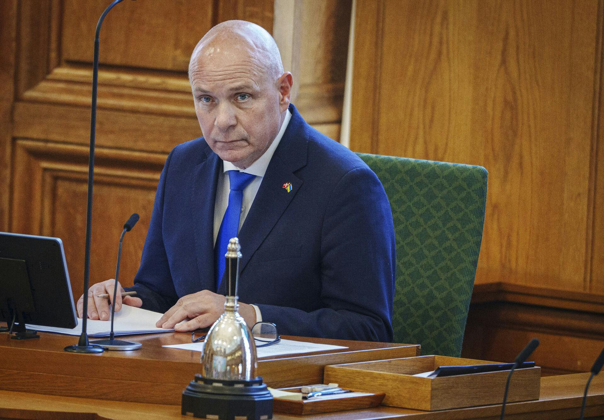 Folketingets formand Søren Gade under møde i Folketingssalen, som begynder med en udvidet spørgetime med statsminister Mette Frederiksen (S) på Christiansborg tirsdag den 6. maj 2025.. (Foto: Liselotte Sabroe/Ritzau Scanpix)