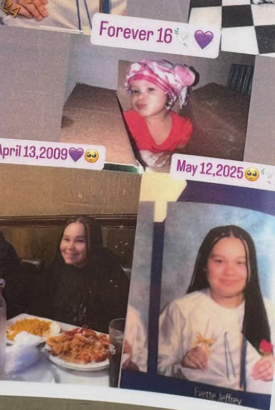  Evette Jeffreys familie har sat dette mindesmærke op af hende foran det sted, hvor hun blev skudt og dræbt.