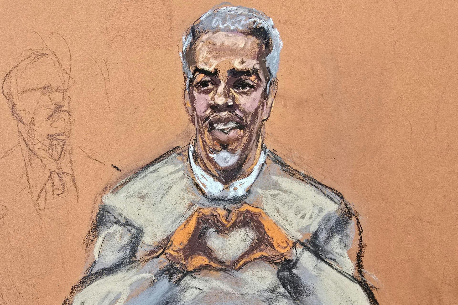 Sean "Diddy" Combs sendte hjerter til sin familie, da han tirsdag den 13. maj 2025 mødte op i retten i New York City, hvor han blandt andet er anklaget for menneskehandel.