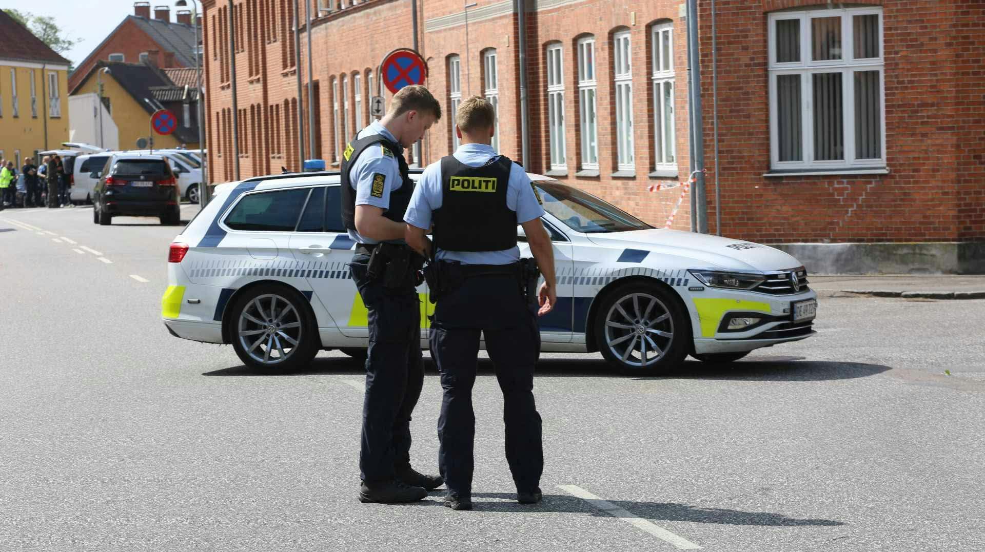 Politi på gerningsstedet onsdag.