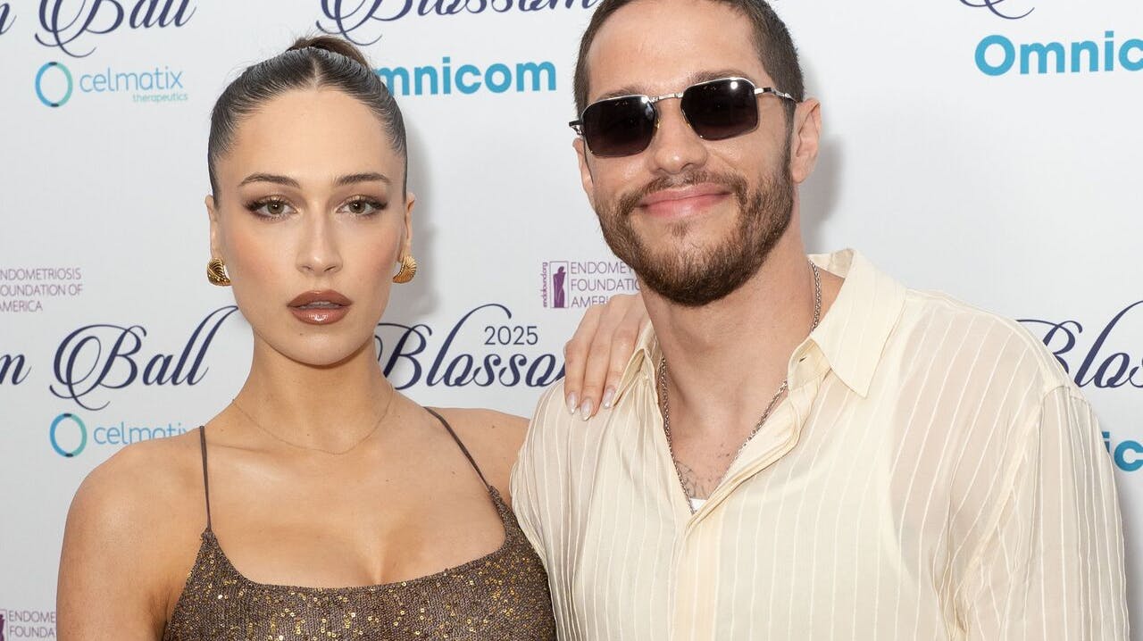 Elise Hewitt and Pete Davidson (L to R) attends the 13th Annual Annual Endometriosis Foundation of America's Blossom Ball at The Pierre Hotel on May 15, 2025 in New York City.