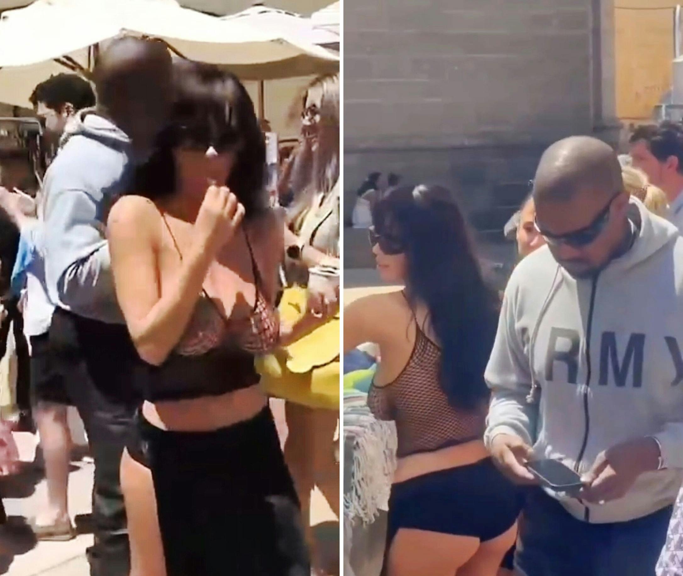 Mallorca, SPAIN - Kanye West and Bianca Censori step out from their Mallorca villa for a relaxed stroll. Joined by Bianca's sister Angelina, the trio stops for ice cream, capturing a rare everyday moment. Pictured: Kanye West, Bianca Censori BACKGRID USA 17 MAY 2025 USA: +1 310 798 9111 / usasales@backgrid.com UK: +44 208 344 2007 / uksales@backgrid.com *UK Clients - Pictures Containing Children Please Pixelate Face Prior To Publication*