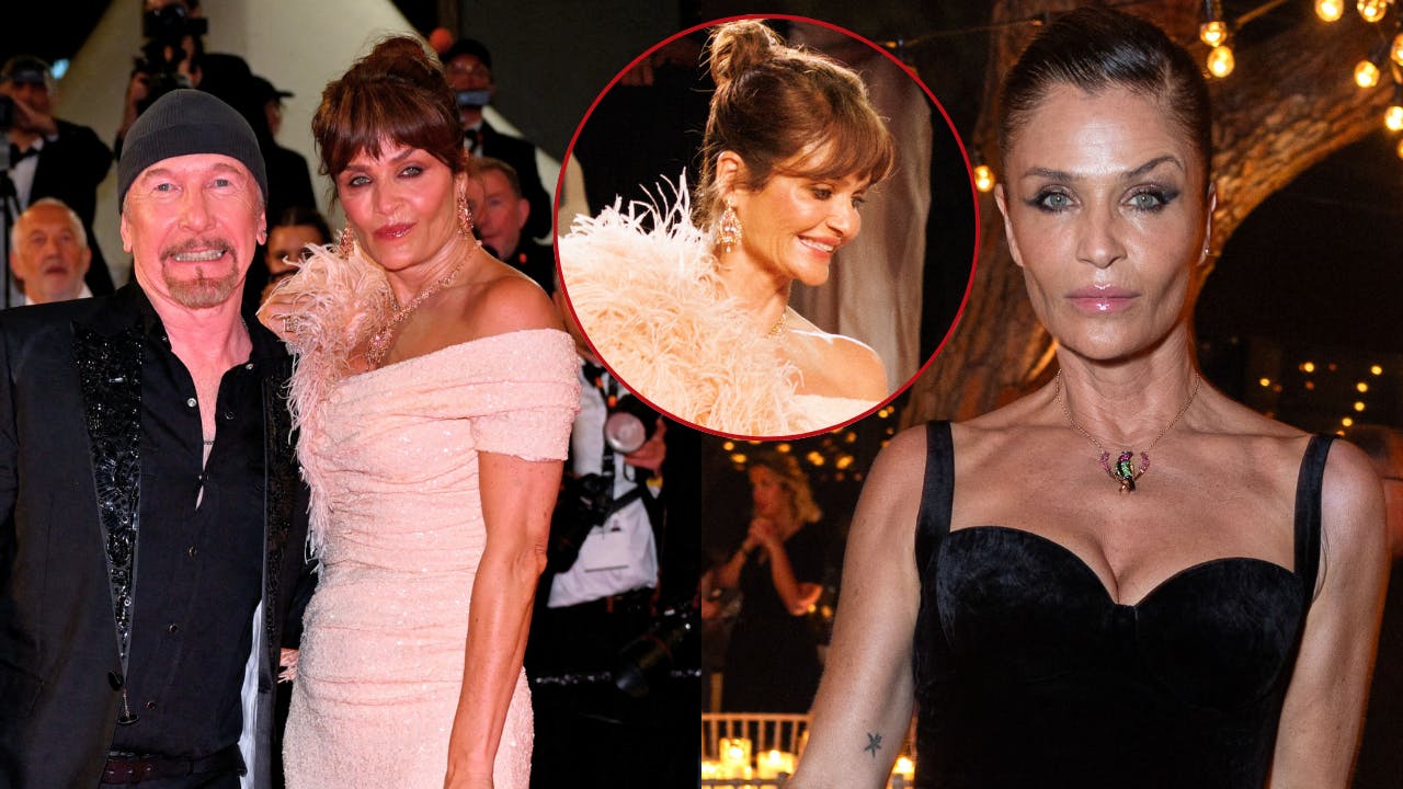 Helena Christensen poserede blandt andre med sin mangeårige ven, The Edge, som er guitarist i U2.