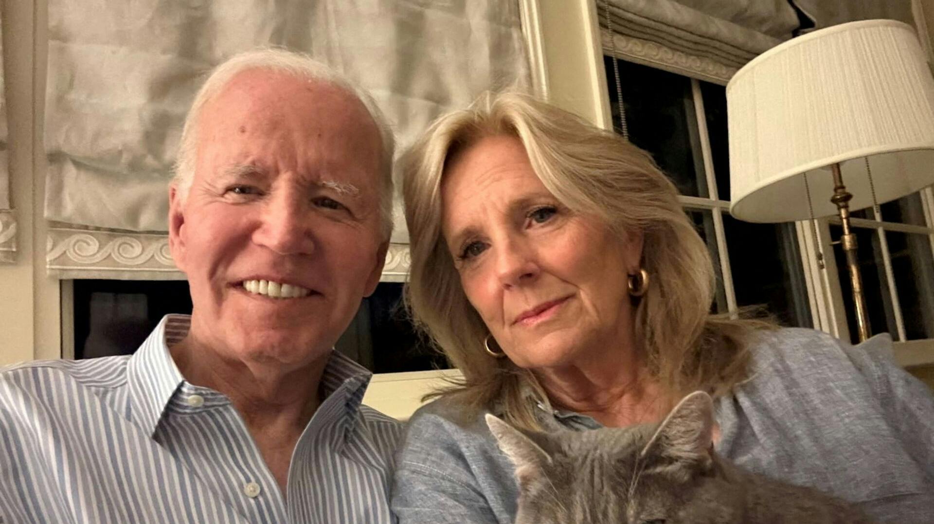 Former U.S. President Joe Biden and former First Lady Jill Biden pose for a selfie photo, in this handout social media picture released May 19, 2025. Joe Biden via X/Handout via REUTERS THIS IMAGE HAS BEEN SUPPLIED BY A THIRD PARTY TPX IMAGES OF THE DAY