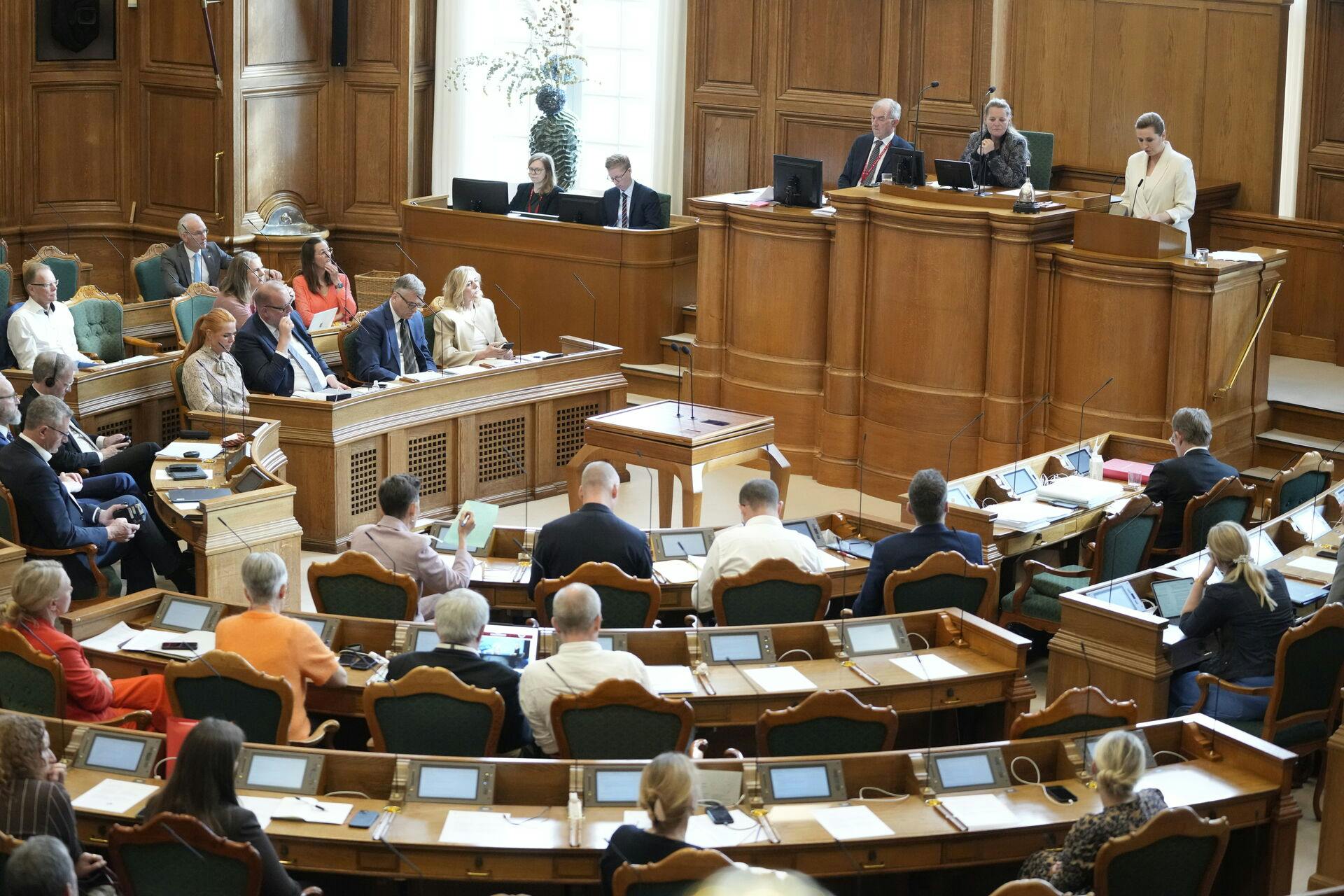Statsminister Mette Frederiksen. Afslutningsdebat i Folketinget på Christiansborg i København, onsdag den 21. maj 2025.