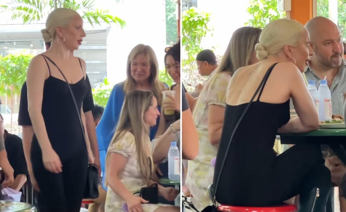 Lady Gaga sad stille og roligt og passede sig selv på madmarked.