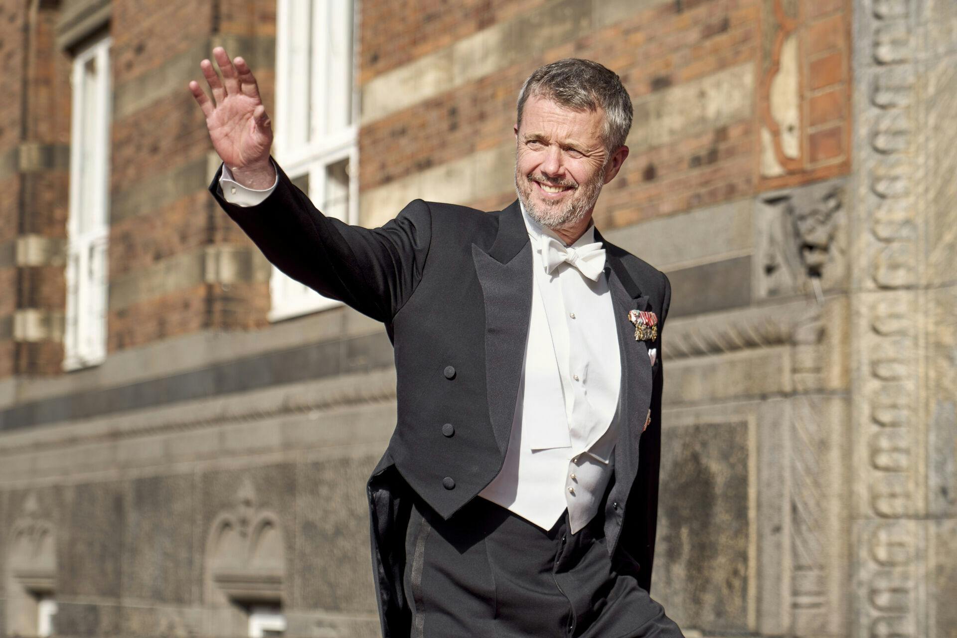 King Frederik X arrives at Copenhagen City Hall where he oversees the Handicrafts Association honoring the year's most skilled apprentices at a ceremony at Copenhagen City Hall on Tuesday, May 13, 2025. (Photo: Thomas Traasdahl/Ritzau Scanpix)