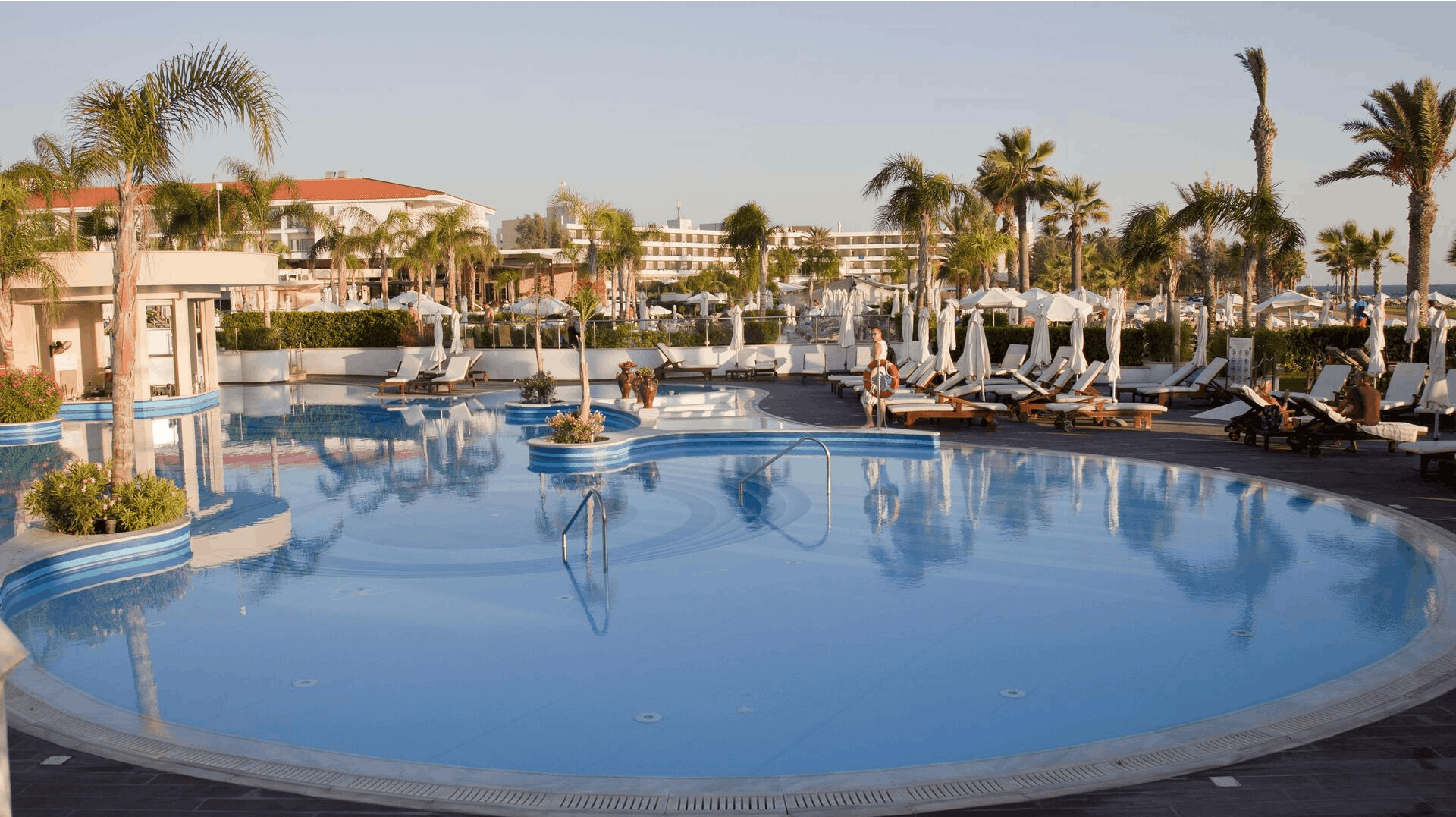 Paphos, Cyprus. Olympic Lagoon resort hotel swimming pool. Kato Paphos