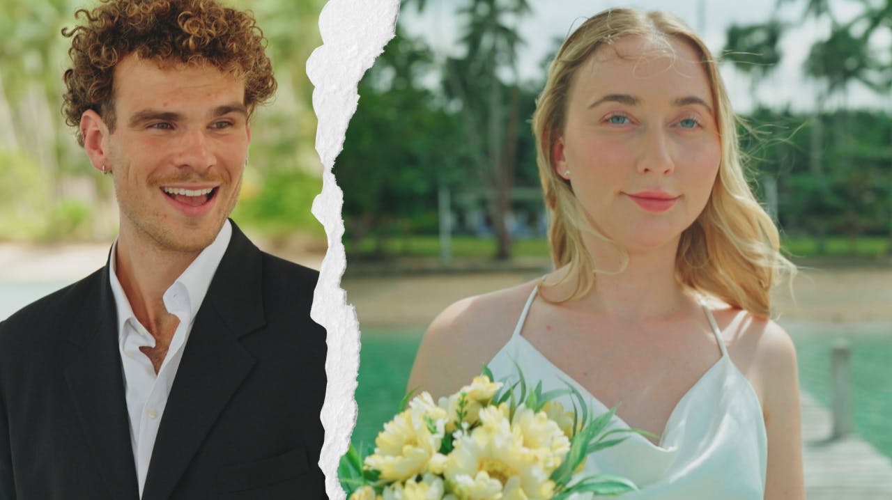 Niels Erik og Pernille har været på en kort speeddate, inden de opdager, at de skal giftes i "Stranded on Honeymoon Island".