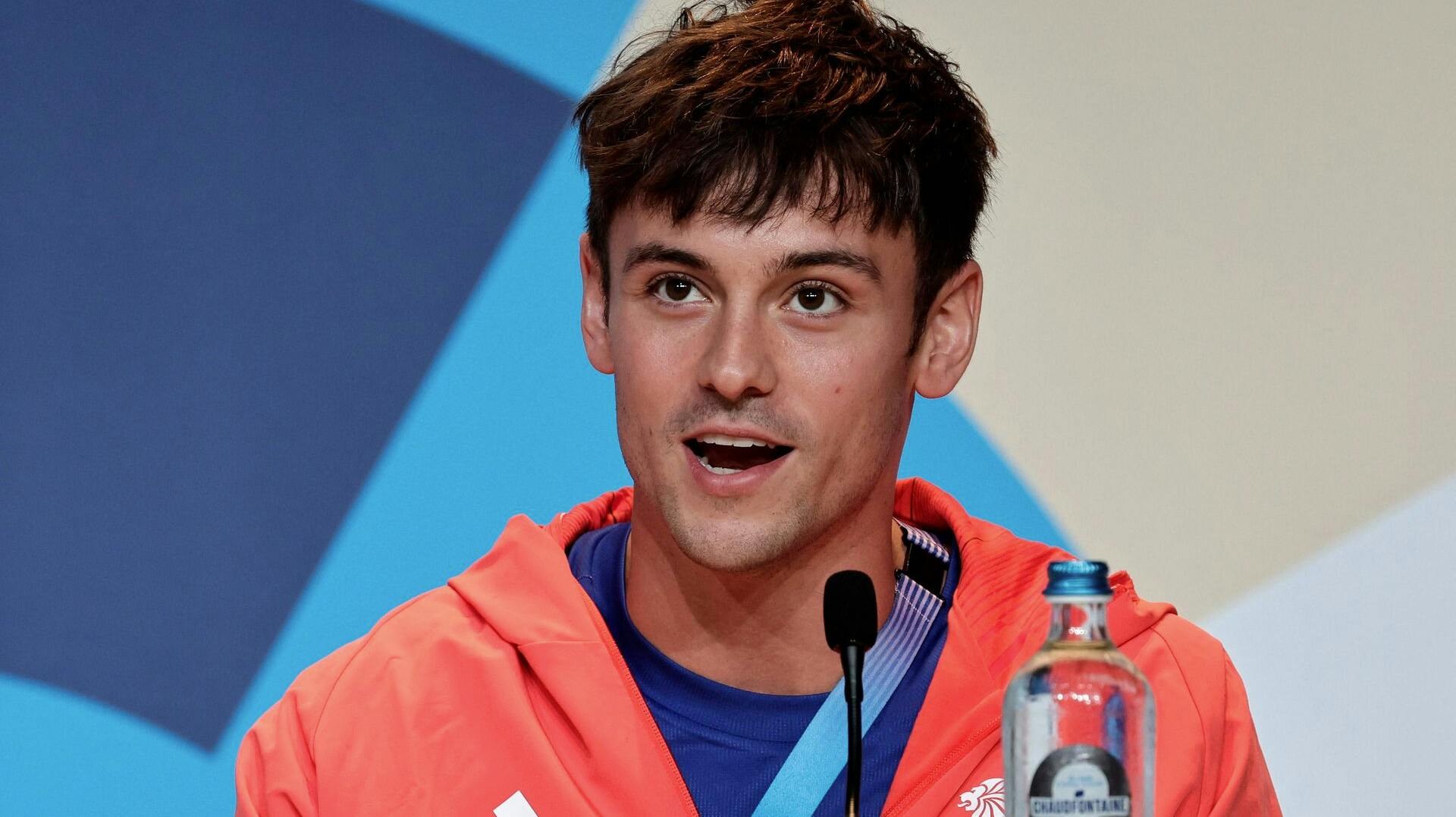 Britain's diver Tom Daley attends the World Aquatics Olympic press conference ahead of the Paris 2024 Olympic Games in Paris, on July 25, 2024. (Photo by STEPHANE DE SAKUTIN / AFP)