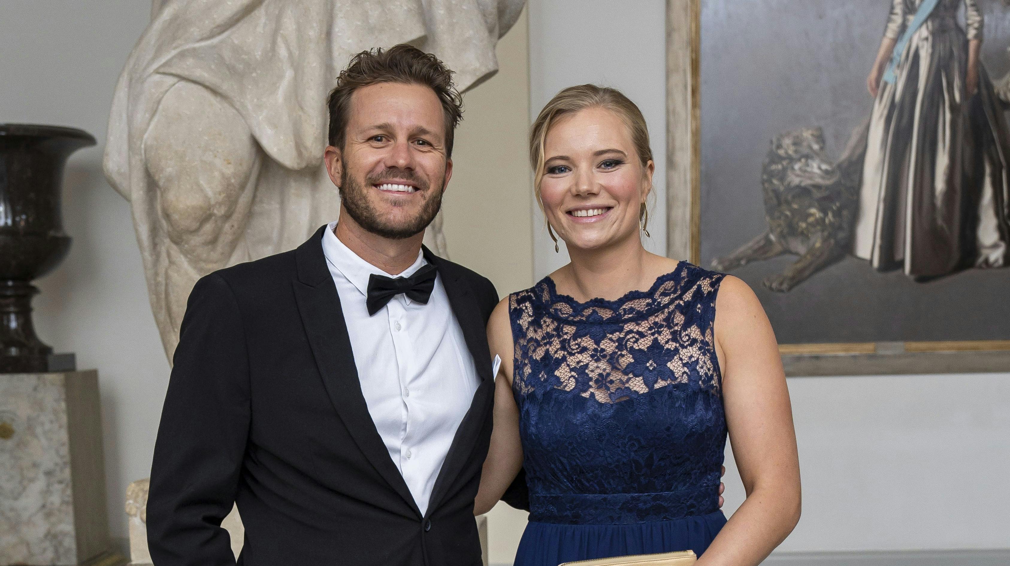 Anne-Marie Rindom og Ryan Palk til kongeparrets aftenselskab for kunst og kultur