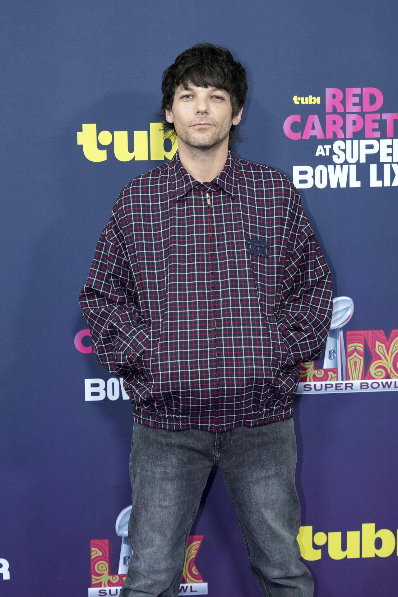 Louis Tomlinson walks the Tubi Purple Carpet before Super Bowl 59 on Sunday, Feb. 9, 2025 in New Orleans. (AJ Mast/AP Content Services for the NFL)