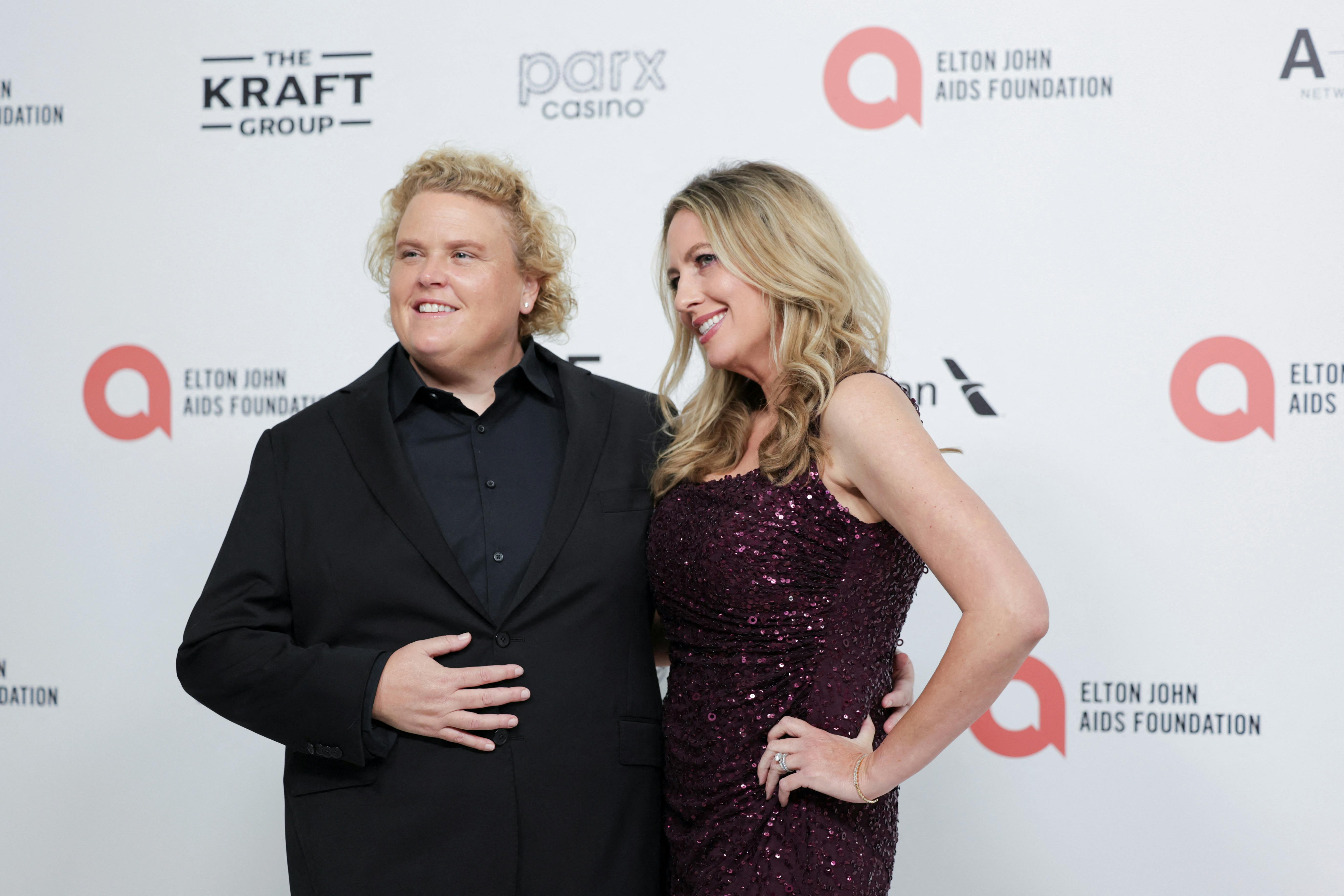 Fortune Feimster and Jacquelyn Smith attend the Elton John AIDS Foundation Academy Awards Viewing Party, to celebrate the 97th Oscars Academy Awards in West Hollywood, California, U.S., March 2, 2025. REUTERS/Jeenah Moon
