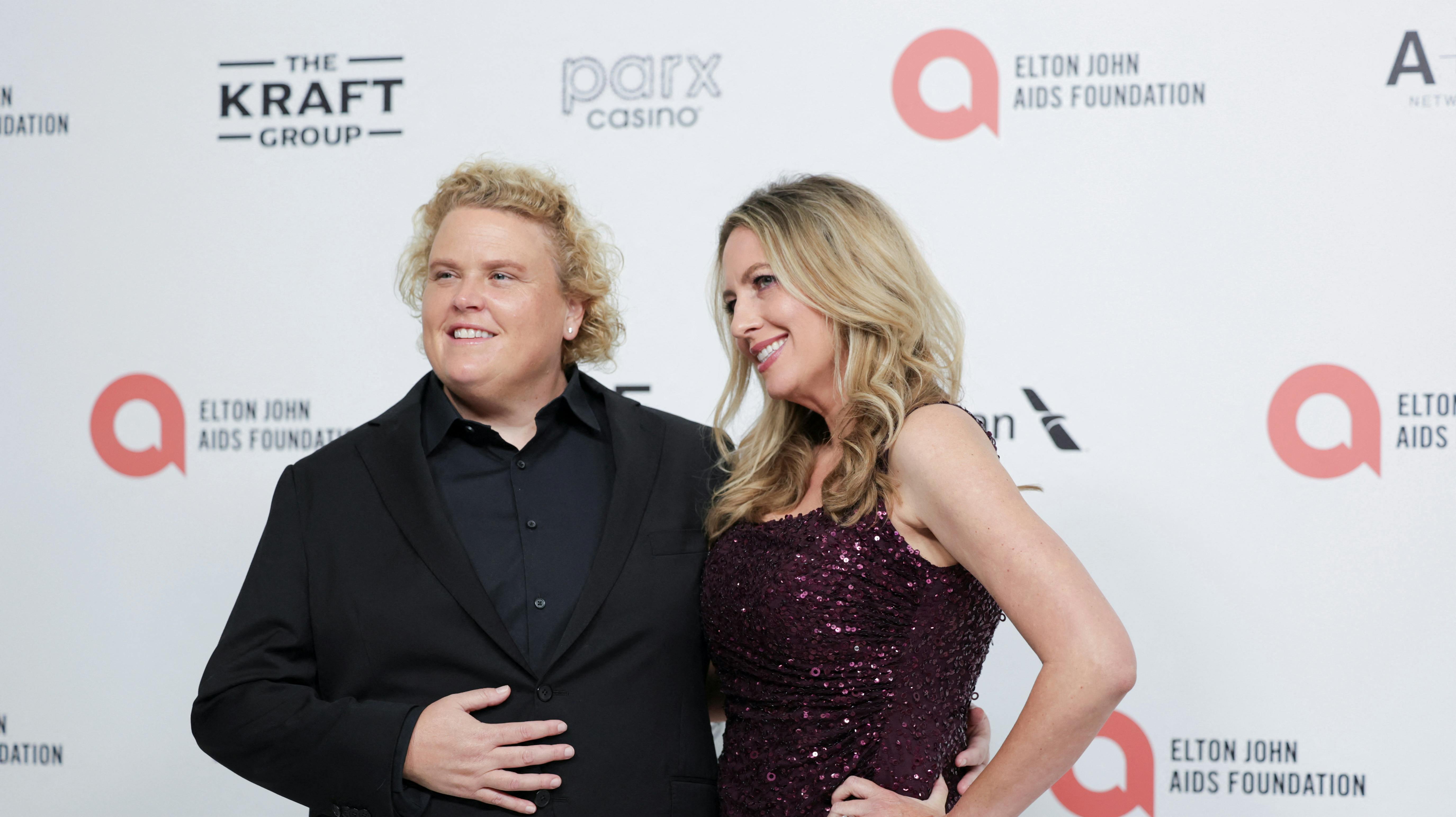 Fortune Feimster and Jacquelyn Smith attend the Elton John AIDS Foundation Academy Awards Viewing Party, to celebrate the 97th Oscars Academy Awards in West Hollywood, California, U.S., March 2, 2025. REUTERS/Jeenah Moon