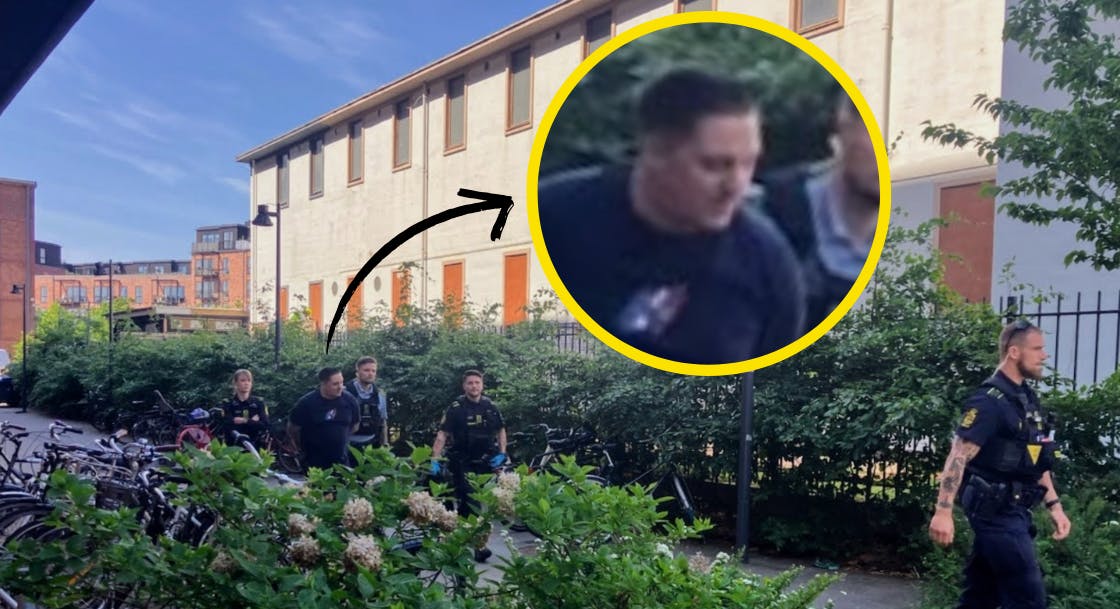 Nicki Bille blive ført væk af betjente.